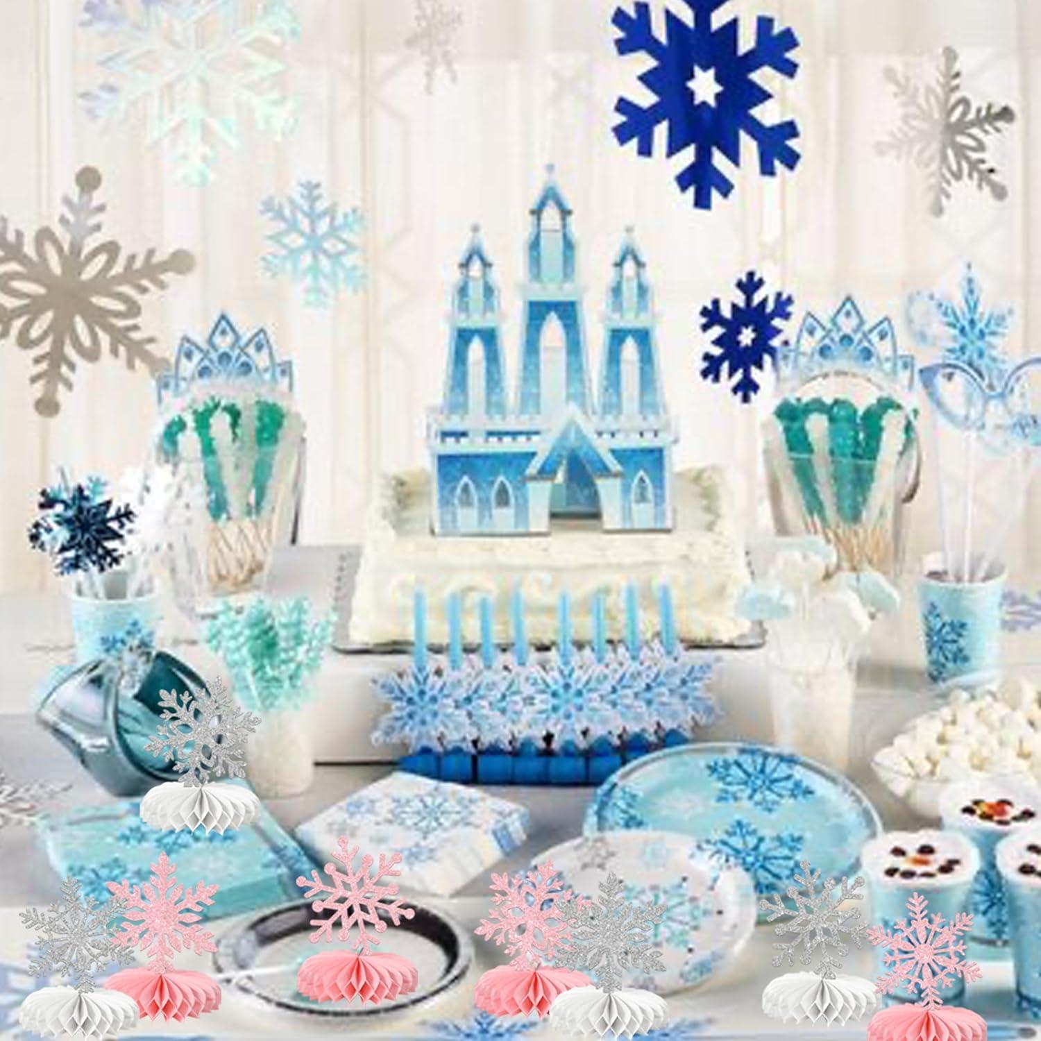 Centros de Mesa Copo de Nieve en Panal Rsstarxi - 12 Piezas