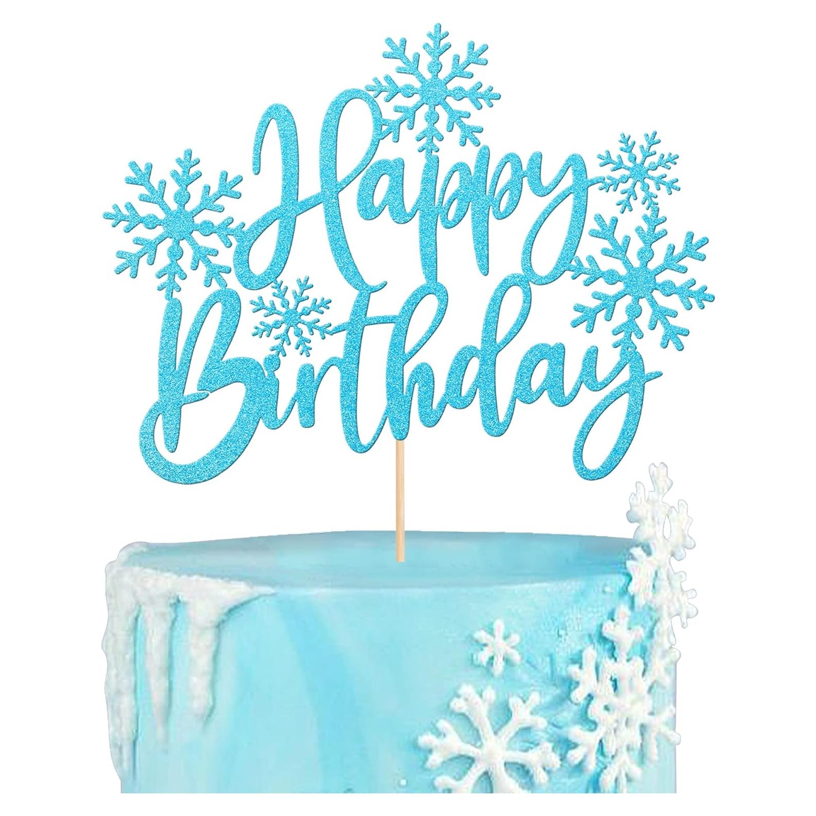 Adorno de Pastel YCTHUNFISH Copo de Nieve Azul Claro 21.5 cm