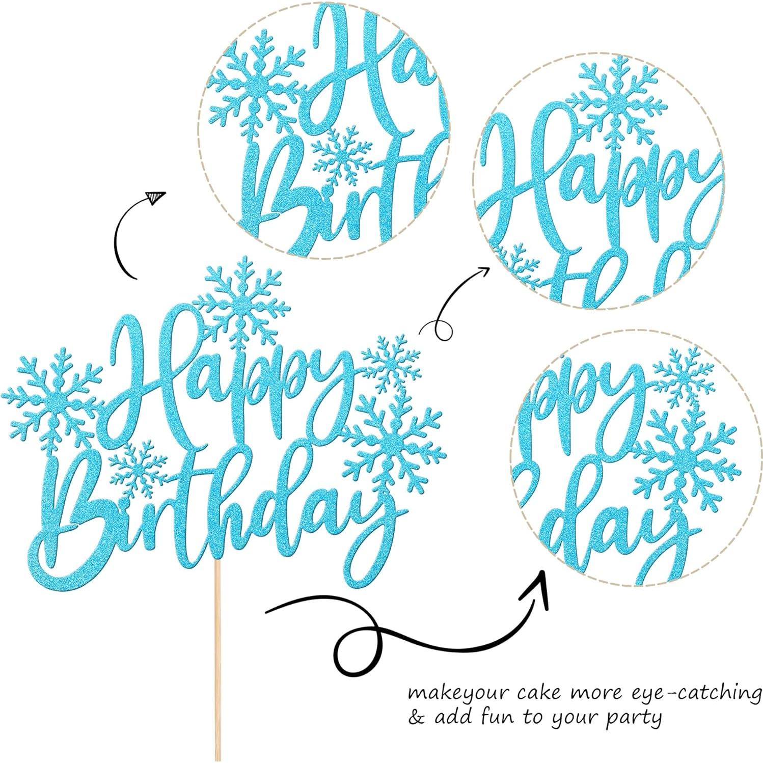 Adorno de Pastel YCTHUNFISH Copo de Nieve Azul Claro 21.5 cm