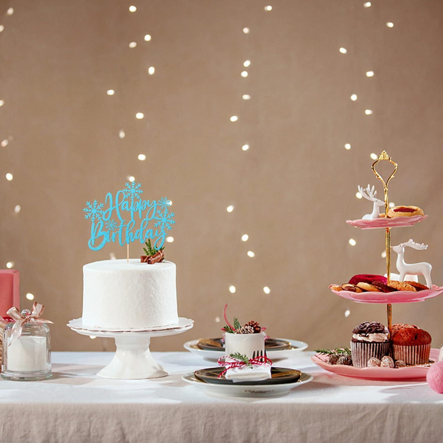 Adorno de Pastel YCTHUNFISH Copo de Nieve Azul Claro 21.5 cm