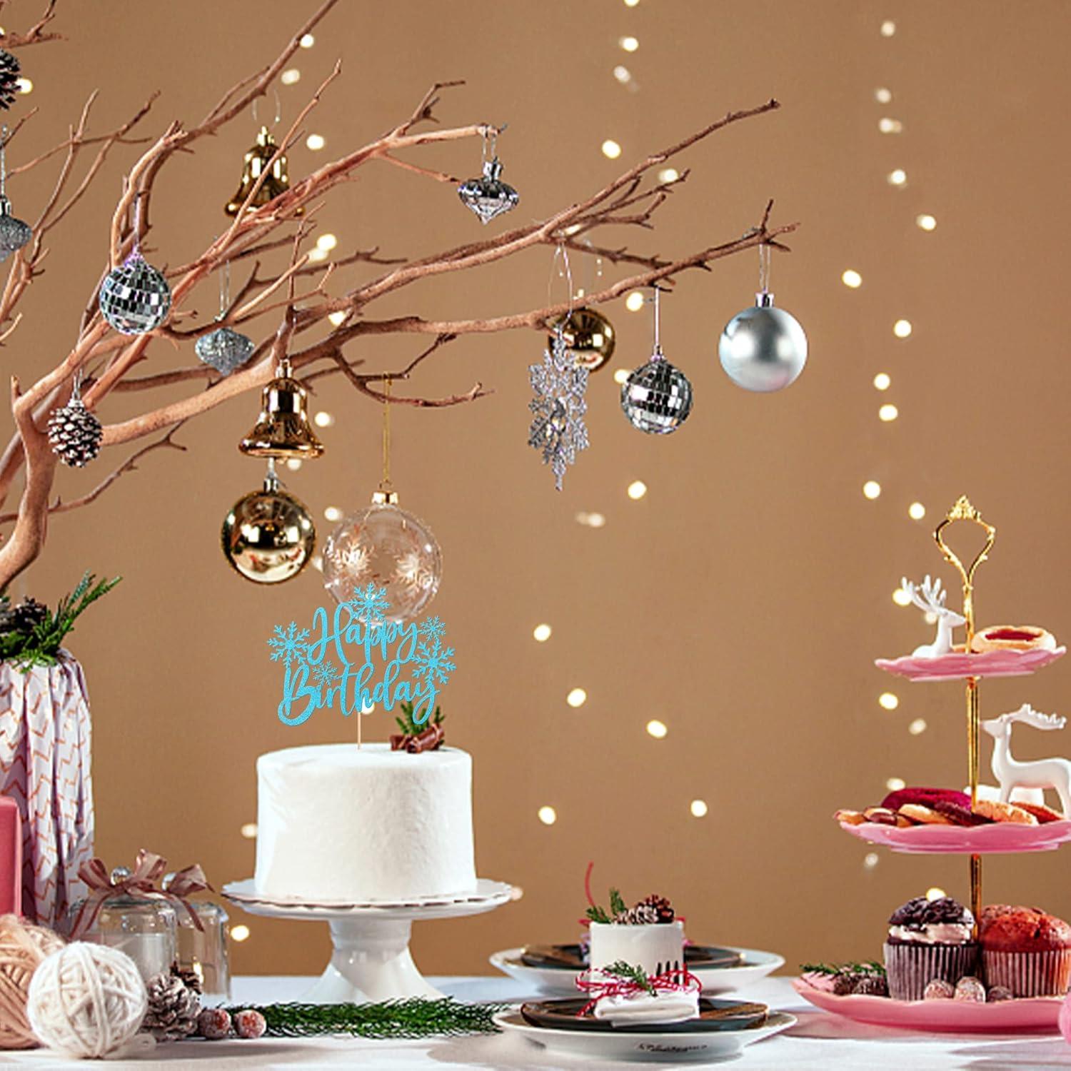 Adorno de Pastel YCTHUNFISH Copo de Nieve Azul Claro 21.5 cm