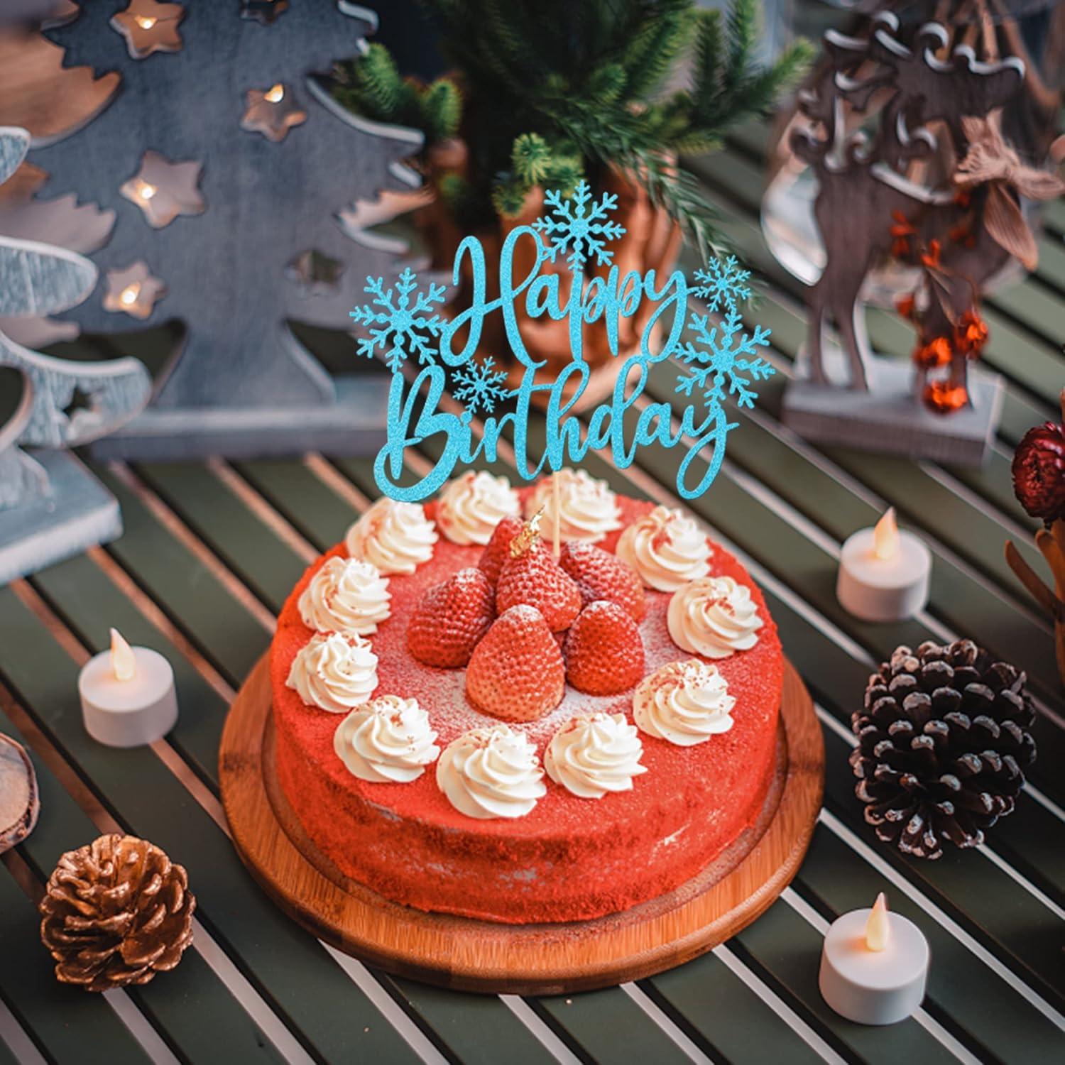 Adorno de Pastel YCTHUNFISH Copo de Nieve Azul Claro 21.5 cm