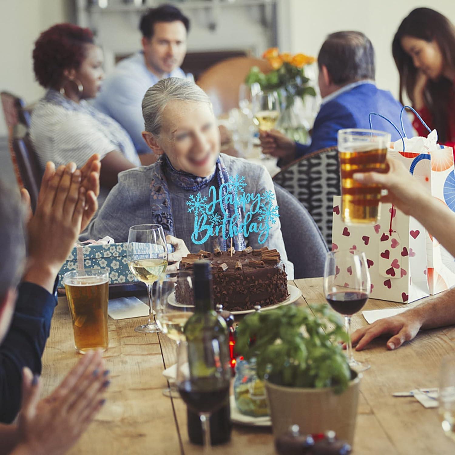 Adorno de Pastel YCTHUNFISH Copo de Nieve Azul Claro 21.5 cm