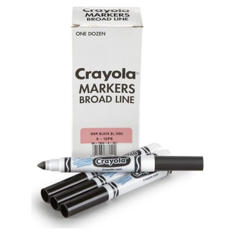 Marcadores Lavables Crayola Negro 12 Unidades - Línea Ancha