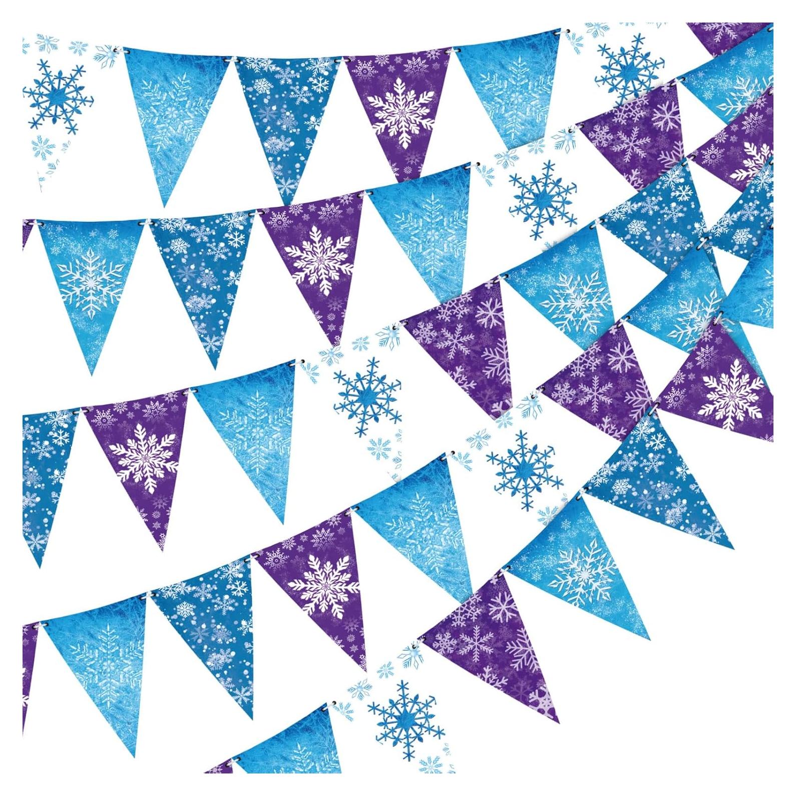 Banderas de Papel Hestya 15m Copos de Nieve Decoración Fiesta