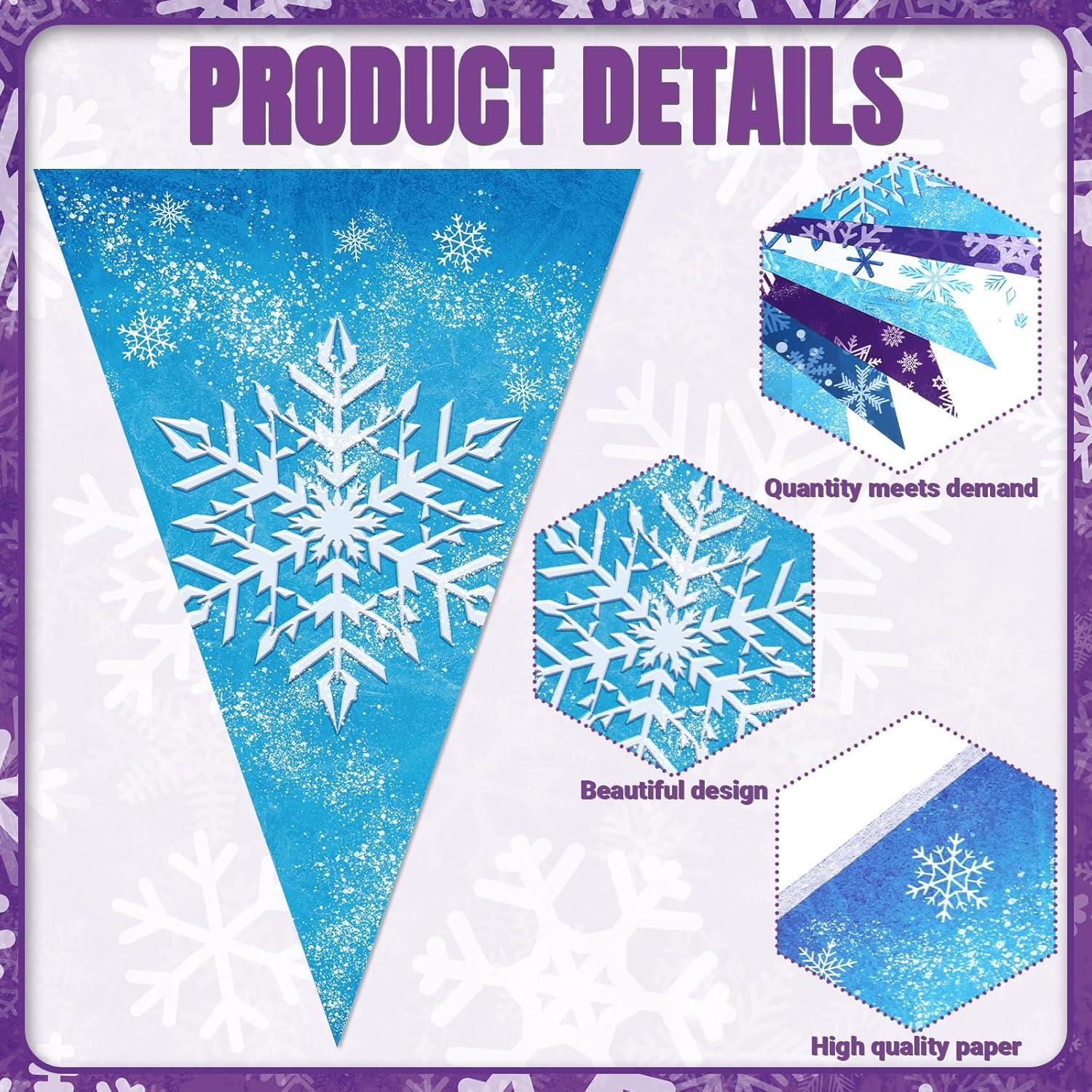 Banderas de Papel Hestya 15m Copos de Nieve Decoración Fiesta