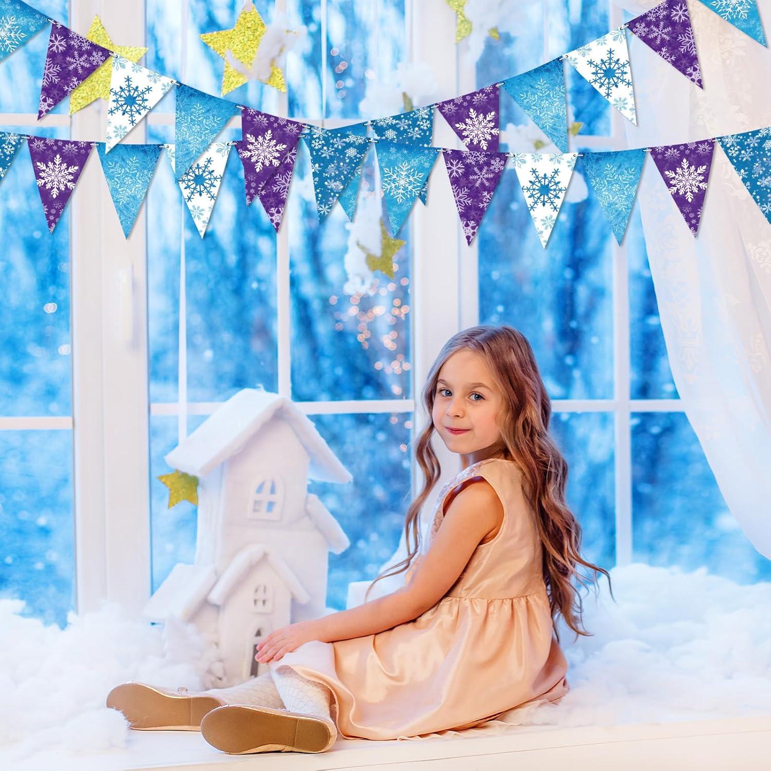 Banderas de Papel Hestya 15m Copos de Nieve Decoración Fiesta