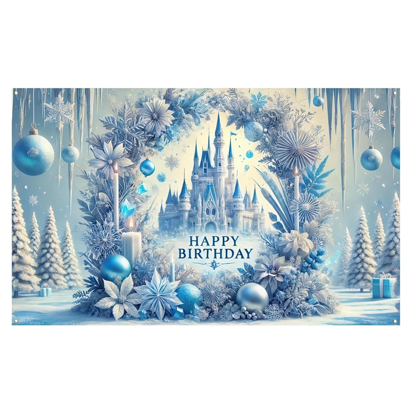 Banner de Cumpleaños Princesa Frozen 180 x 109 cm - BlissYard