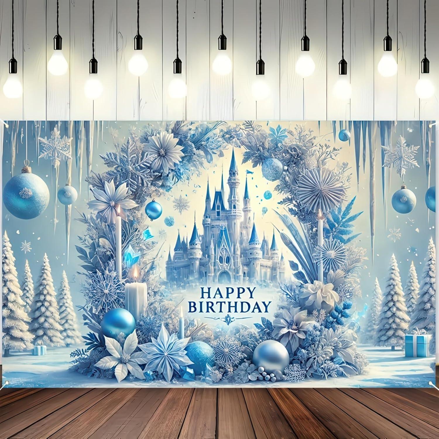 Banner de Cumpleaños Princesa Frozen 180 x 109 cm - BlissYard
