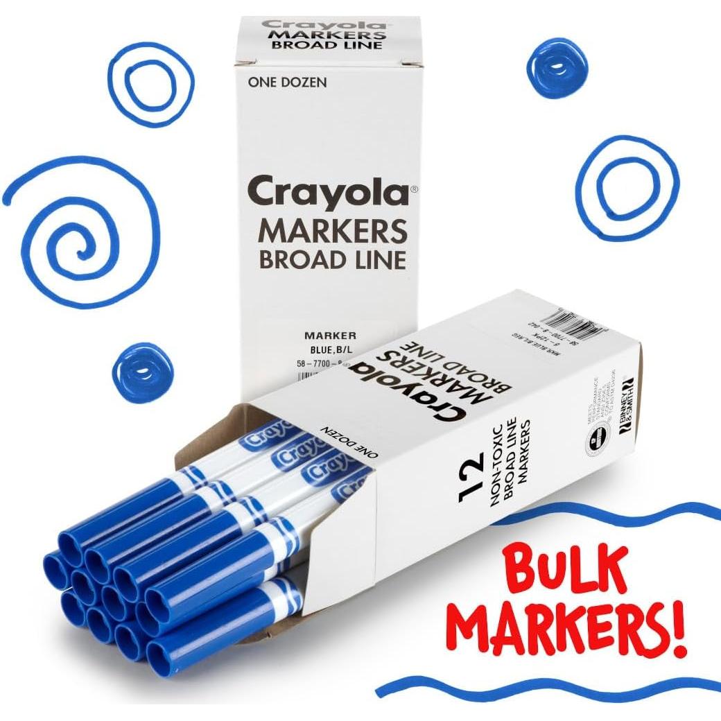 Marcadores Lavables Crayola 12 Azul Ancho 0.5mm