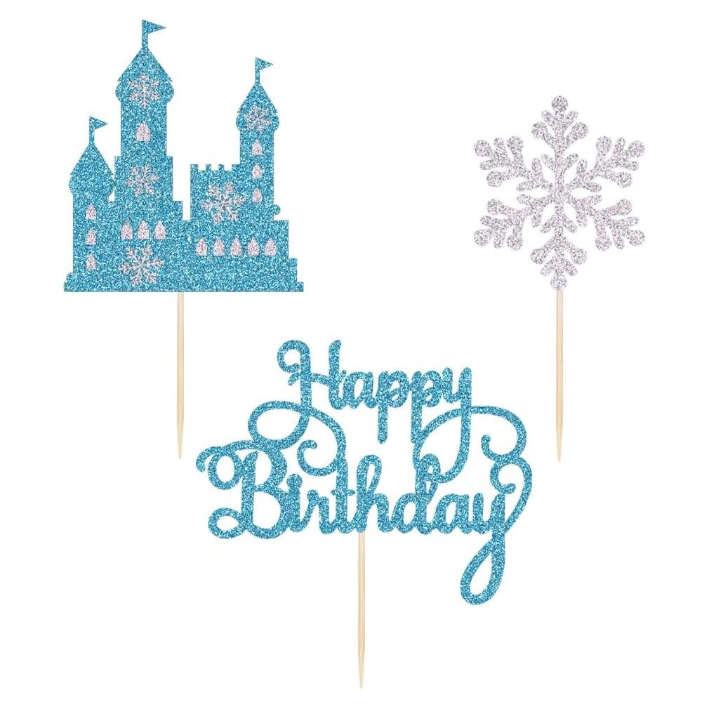 Adorno de Pastel Castillo de Hielo Qertesl 3 Piezas 16.8x13.5cm