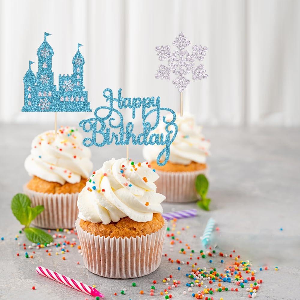 Adorno de Pastel Castillo de Hielo Qertesl 3 Piezas 16.8x13.5cm