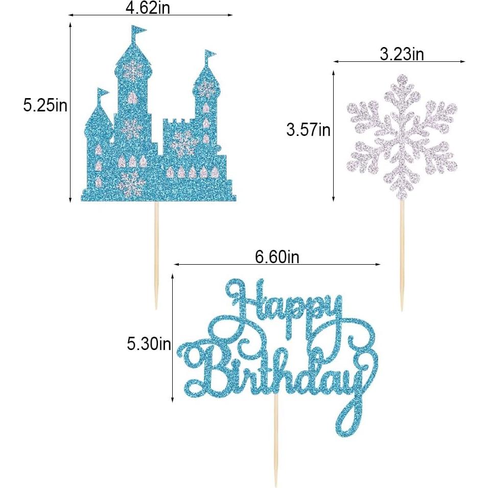 Adorno de Pastel Castillo de Hielo Qertesl 3 Piezas 16.8x13.5cm