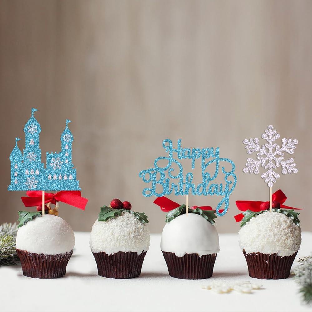 Adorno de Pastel Castillo de Hielo Qertesl 3 Piezas 16.8x13.5cm