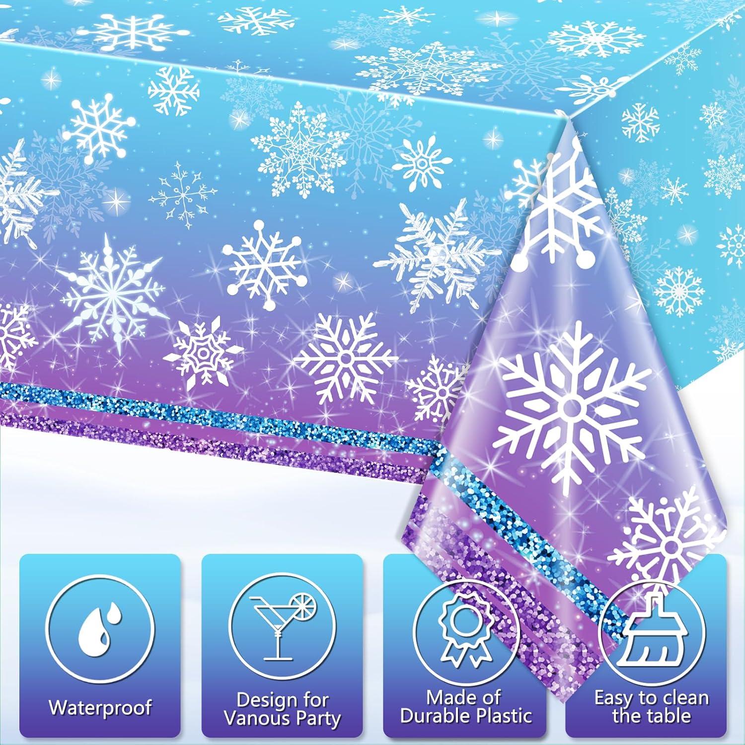 Mantel Desechable Copos de Nieve JQSSHXB 274x137 cm 3 Pcs