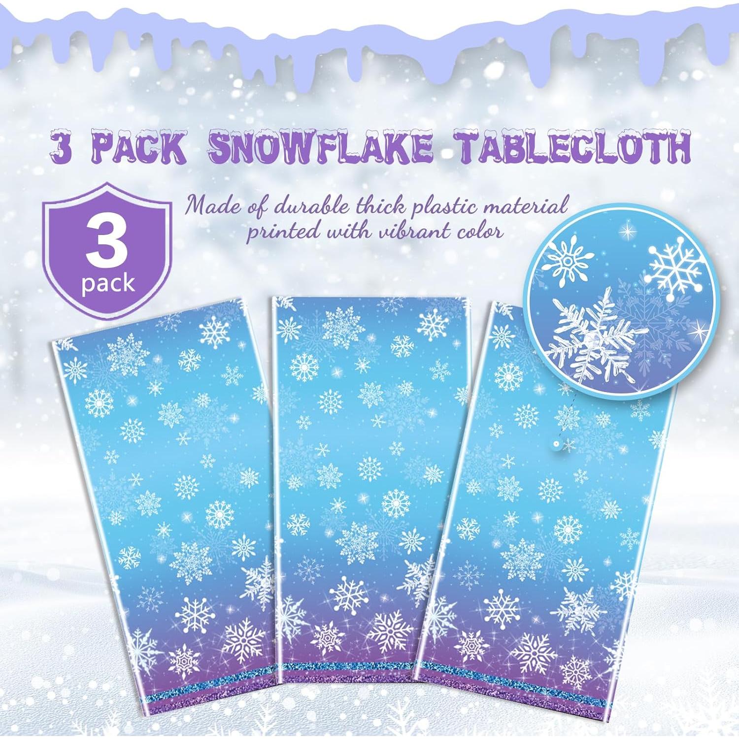 Mantel Desechable Copos de Nieve JQSSHXB 274x137 cm 3 Pcs