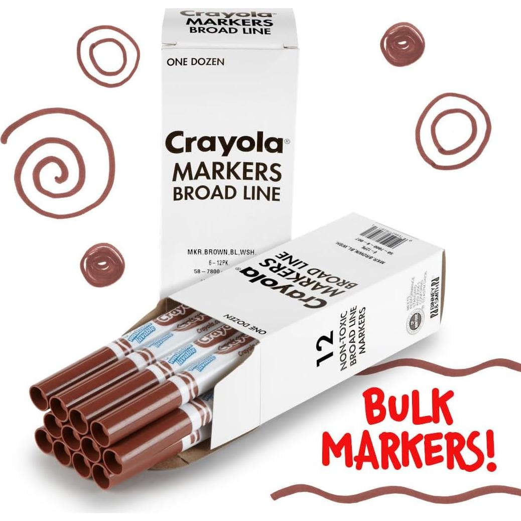 Marcadores Lavables Crayola Marrón 12 Piezas Línea Ancha