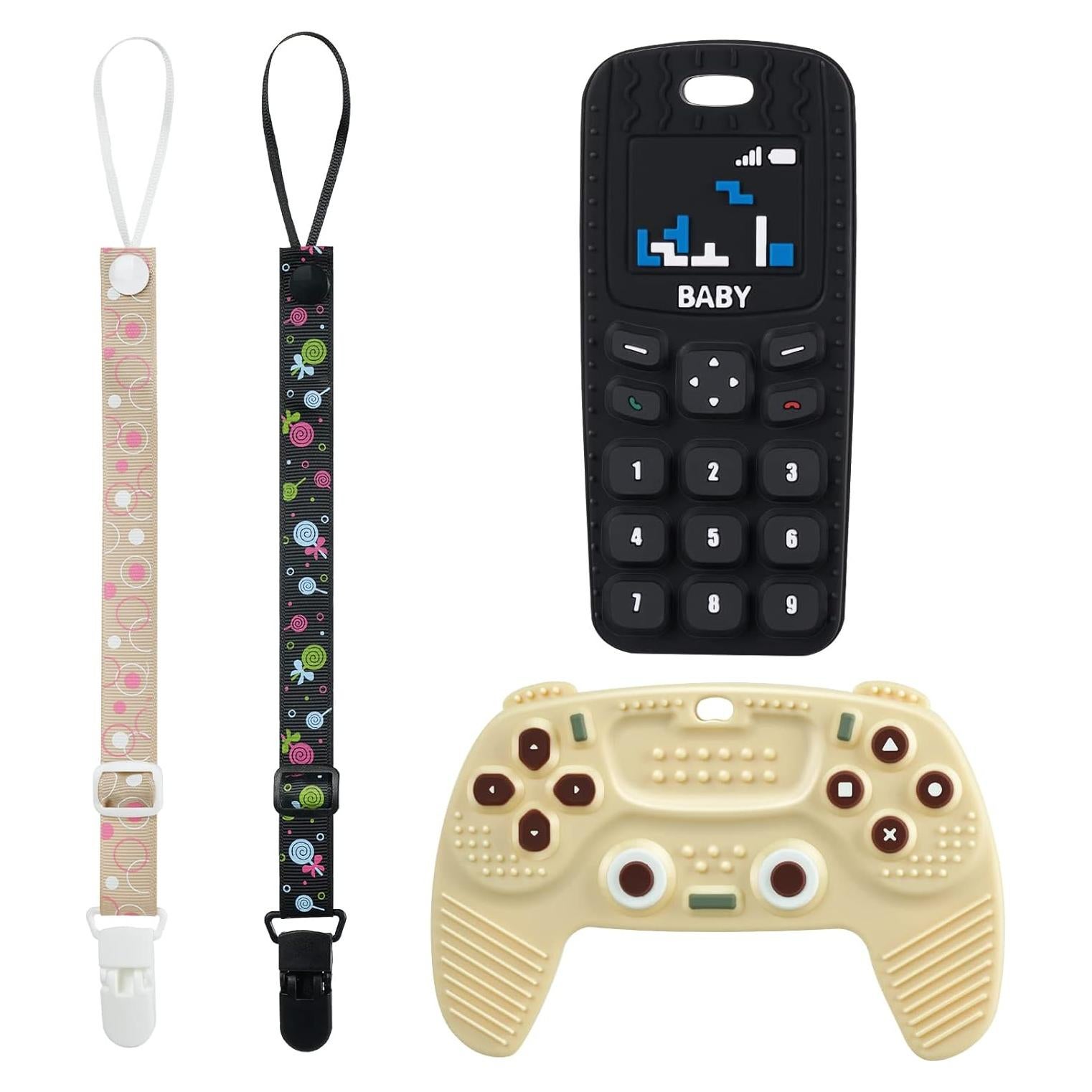 Juguetes de Dentición Silicona Bebé 3+ Meses - Controlador y Teléfono