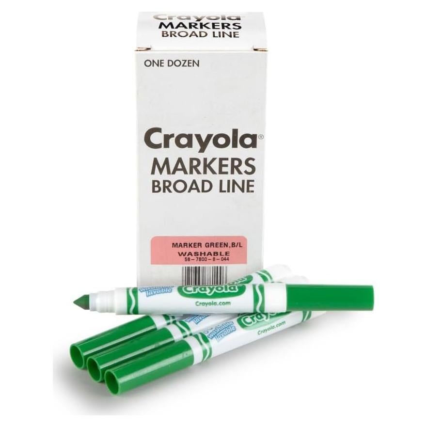 Marcadores Lavables Crayola 12 Verde Ancho para Niños