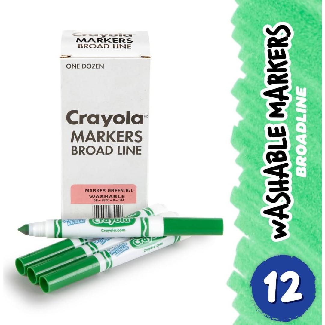 Marcadores Lavables Crayola 12 Verde Ancho para Niños