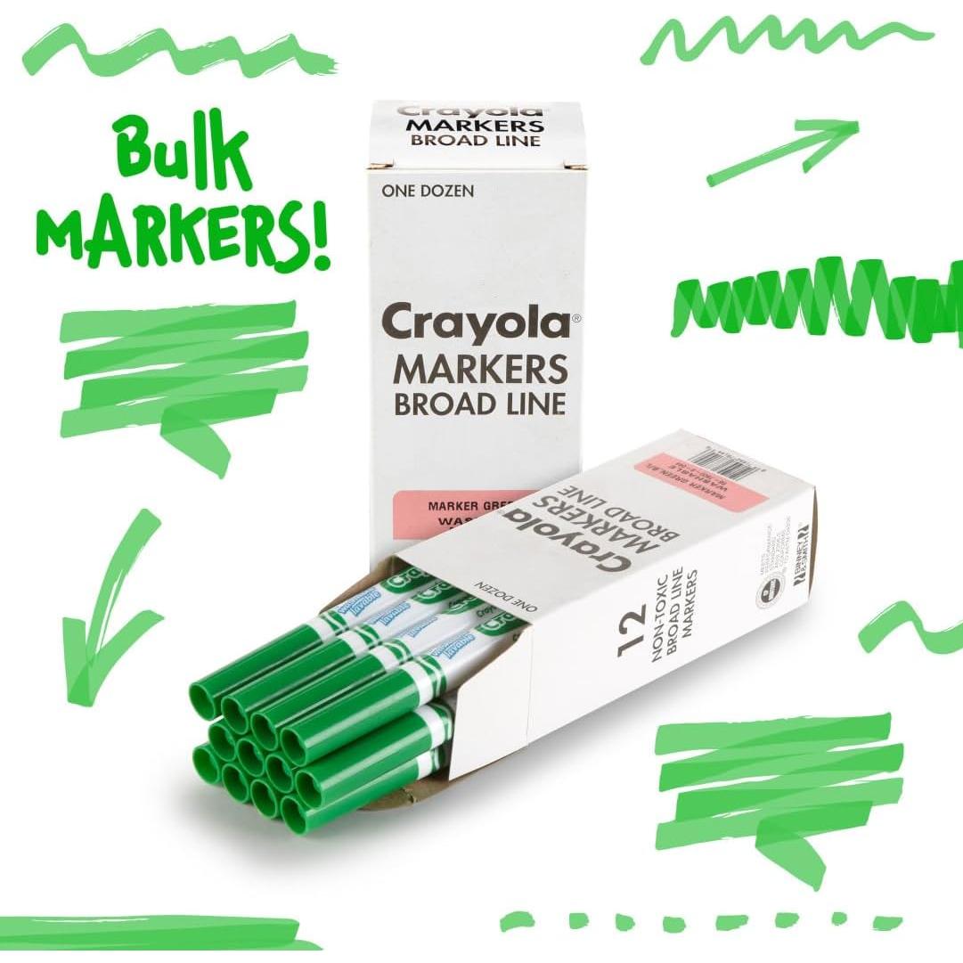 Marcadores Lavables Crayola 12 Verde Ancho para Niños