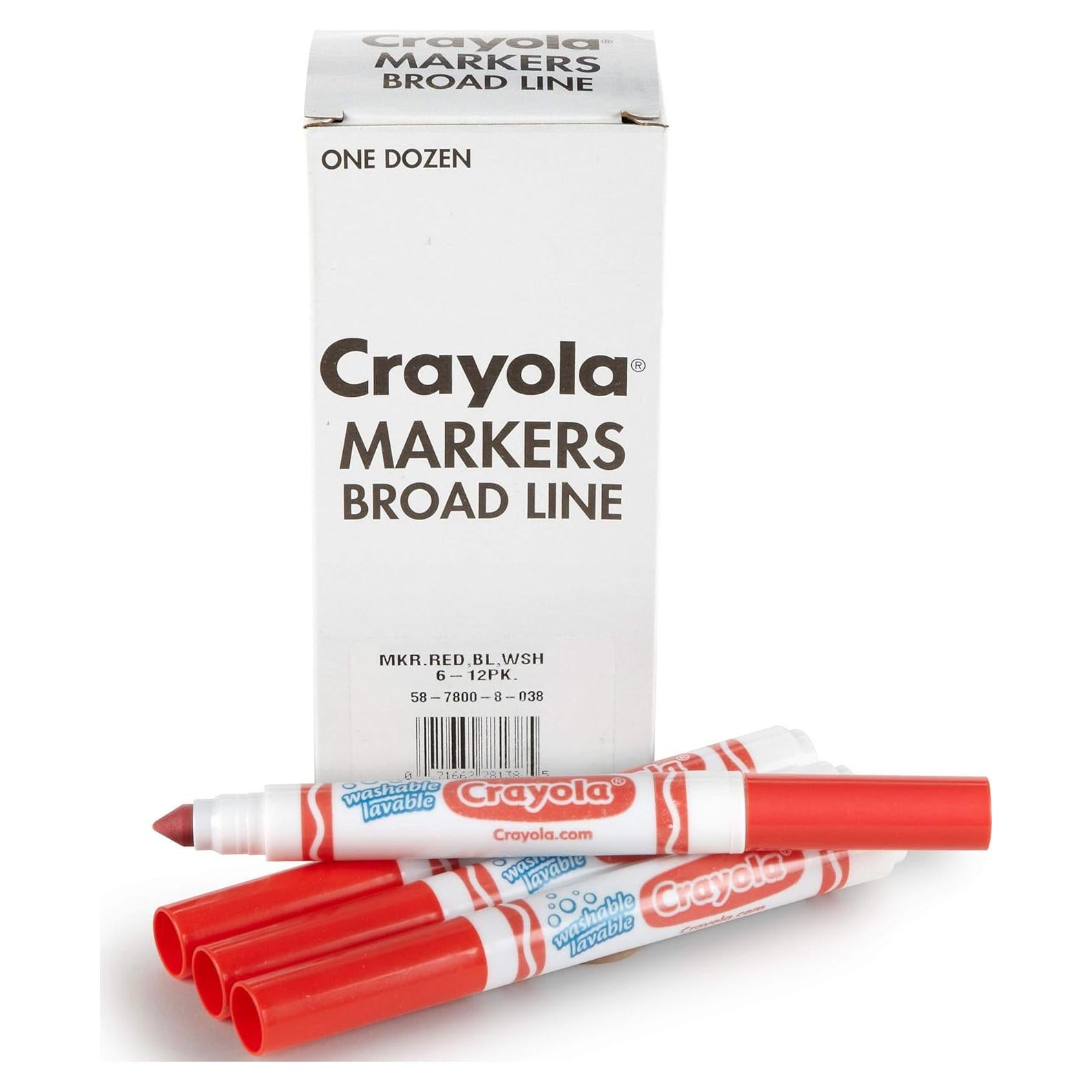 Marcadores Lavables Crayola 12 Rojos Anchos para Niños