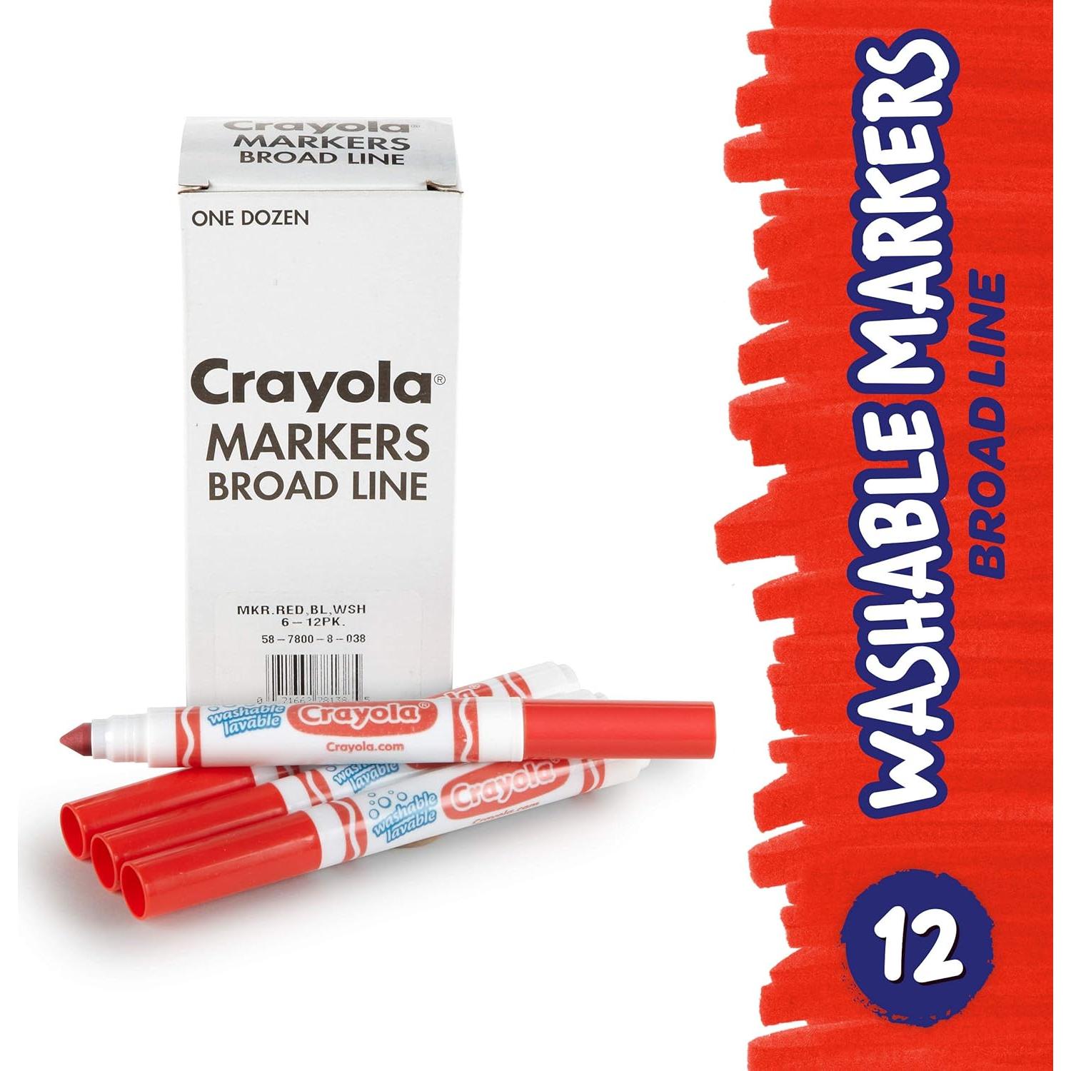 Marcadores Lavables Crayola 12 Rojos Anchos para Niños