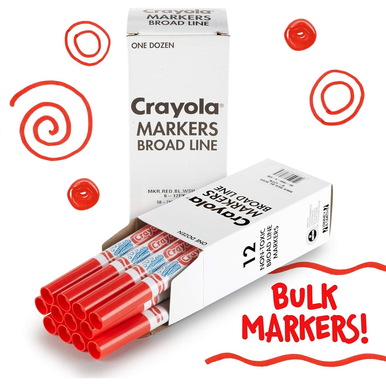 Marcadores Lavables Crayola 12 Rojos Anchos para Niños