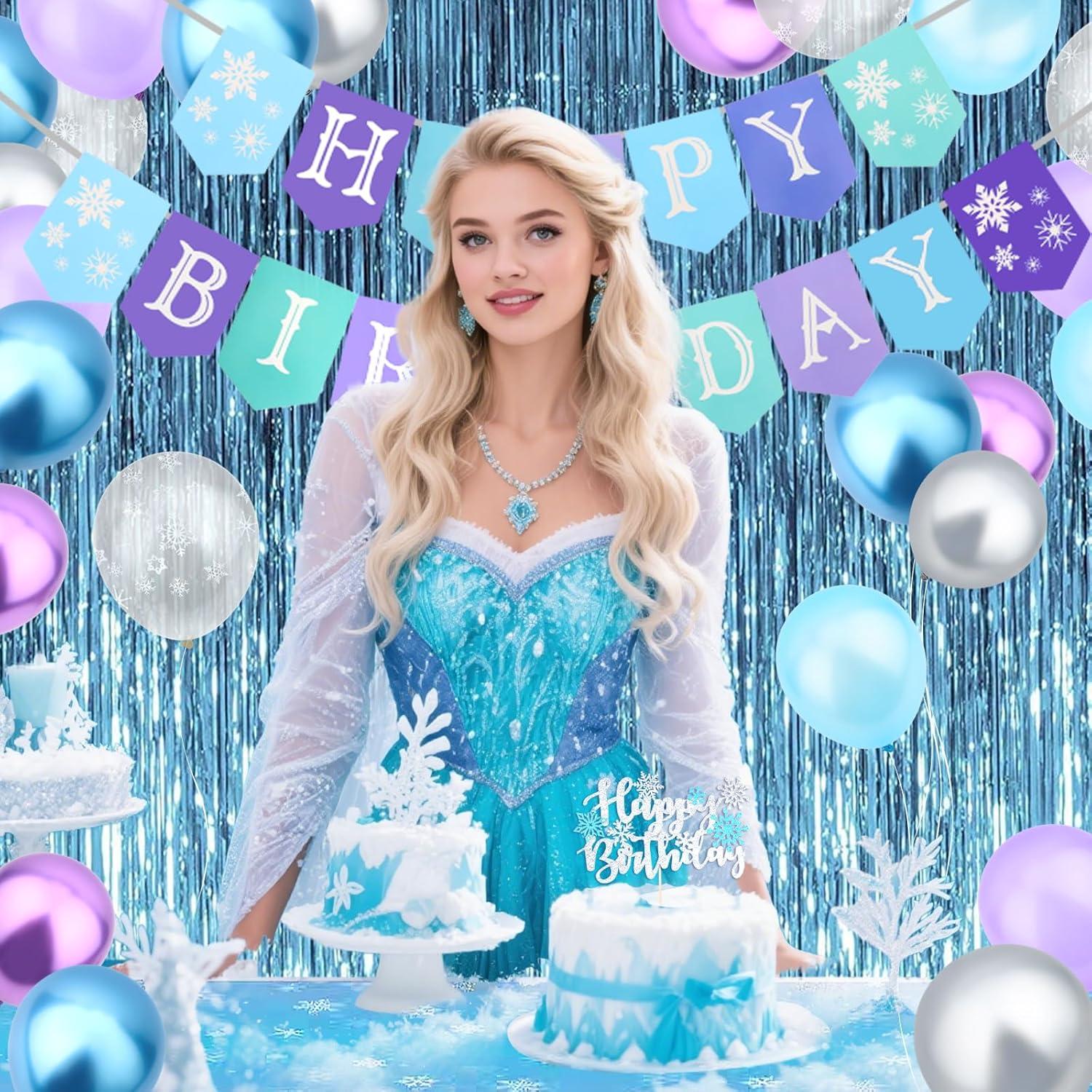 Kit de Decoraciones Cumpleaños Congelada Jaciya - 50 Globos y Banner