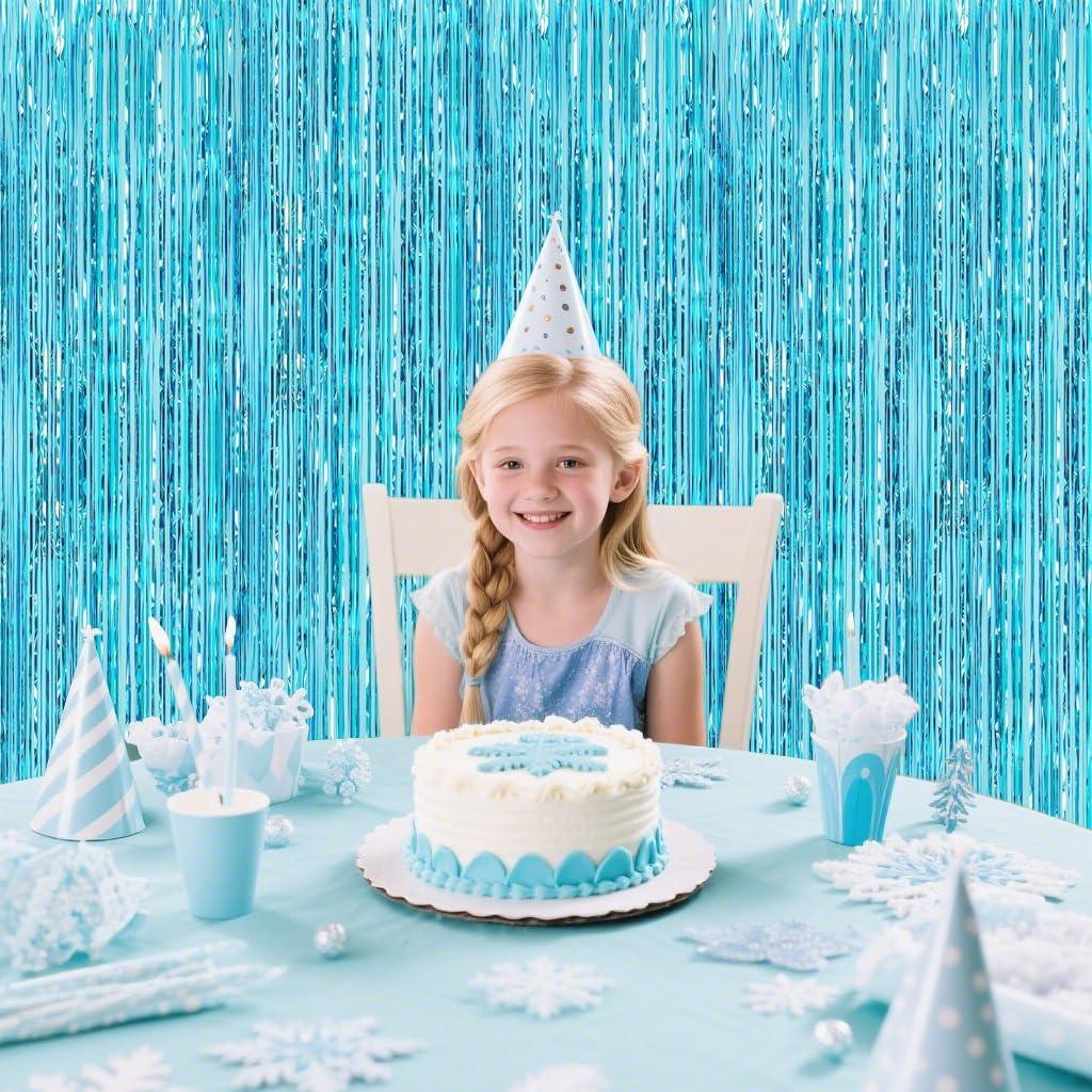 Cortinas de Flecos Azul Claro Buyuget 1.0x2.0m - Decoración Fiesta