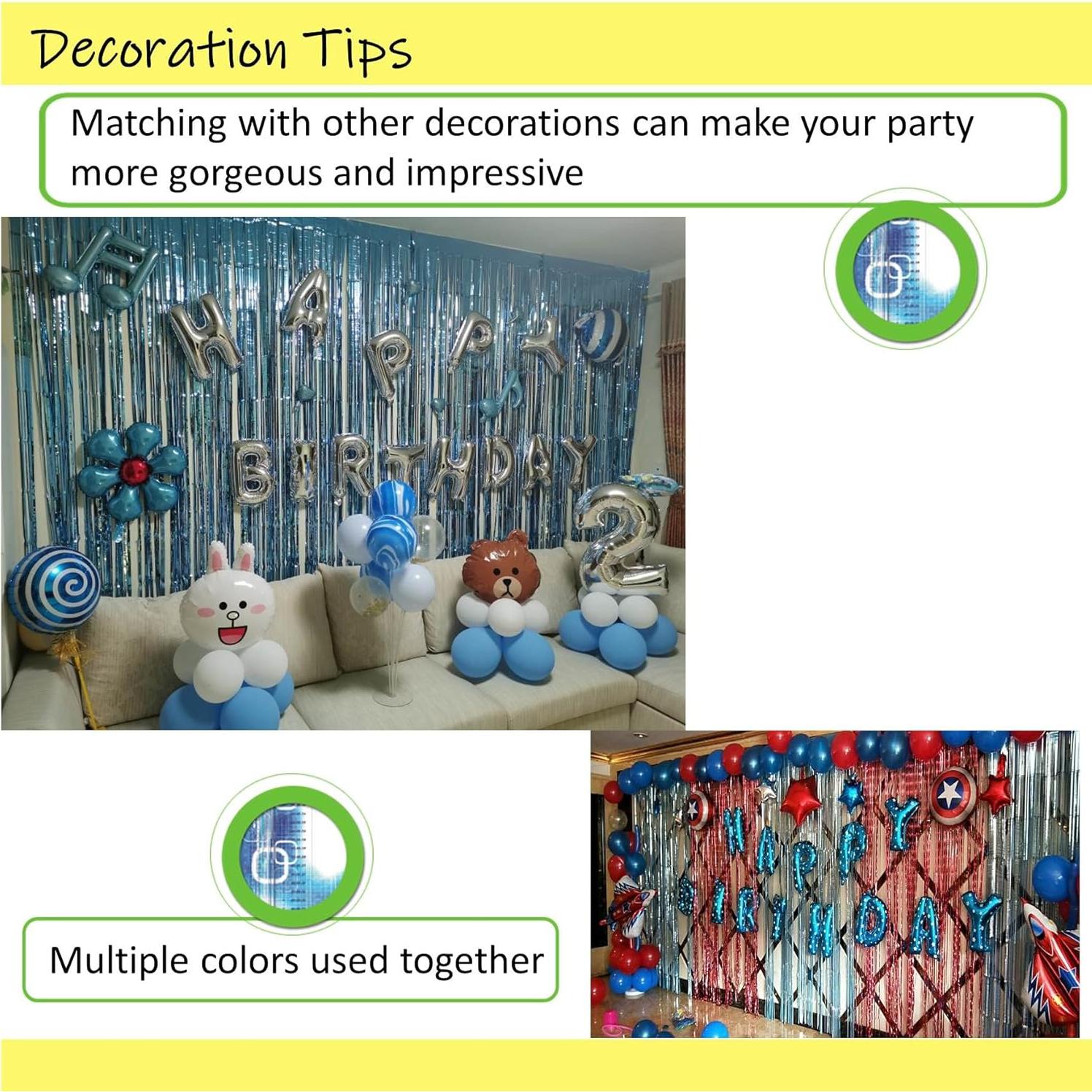 Cortinas de Flecos Azul Claro Buyuget 1.0x2.0m - Decoración Fiesta