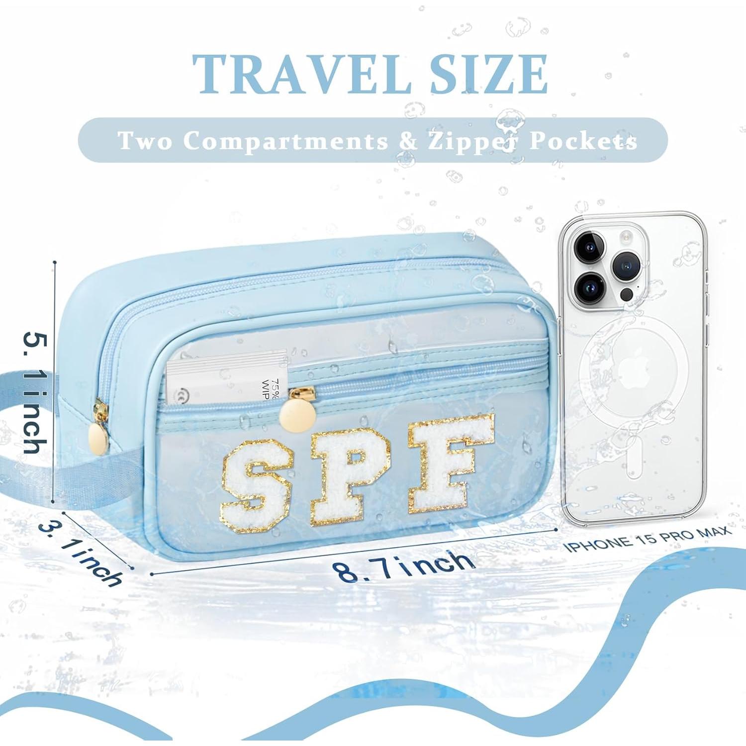 Bolsa de Maquillaje Transparente COSHAYSOO Azul SPF 22.1x13x7.9cm