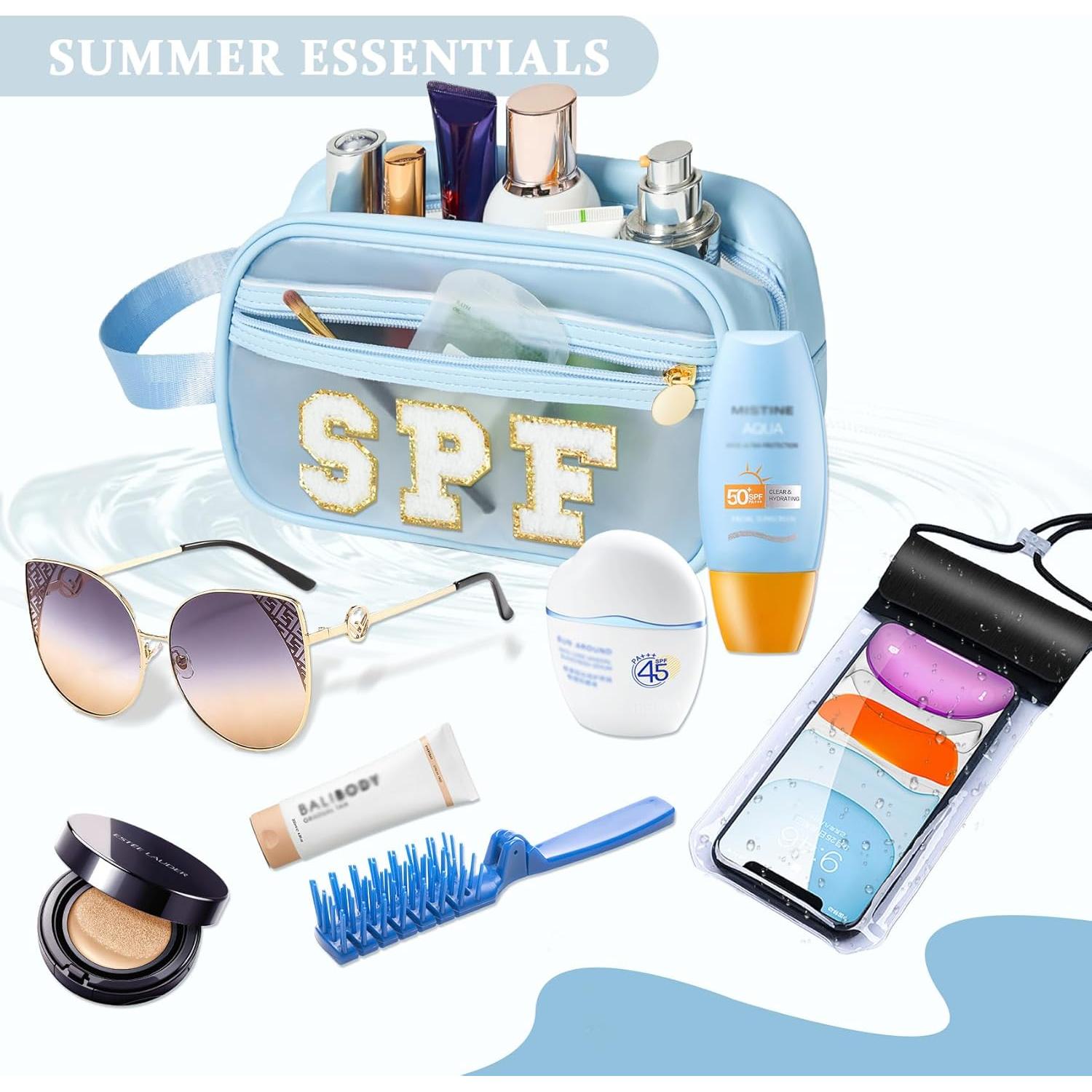 Bolsa de Maquillaje Transparente COSHAYSOO Azul SPF 22.1x13x7.9cm