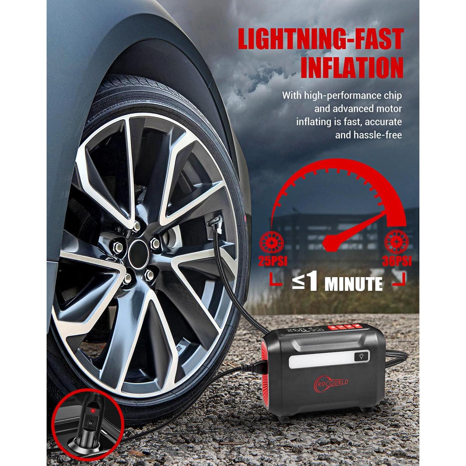 Compresor de Aire Portátil ROCGORLD R8 150 PSI Digital