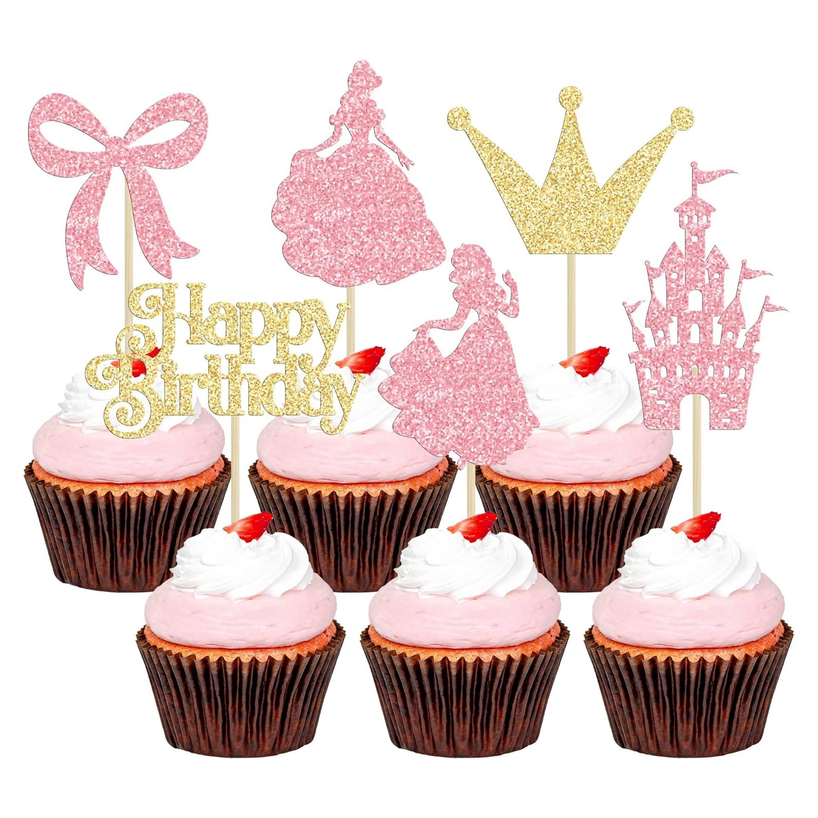 Toppers de Pastel Princesa Gyufise 24Pcs Decoración Cumpleaños