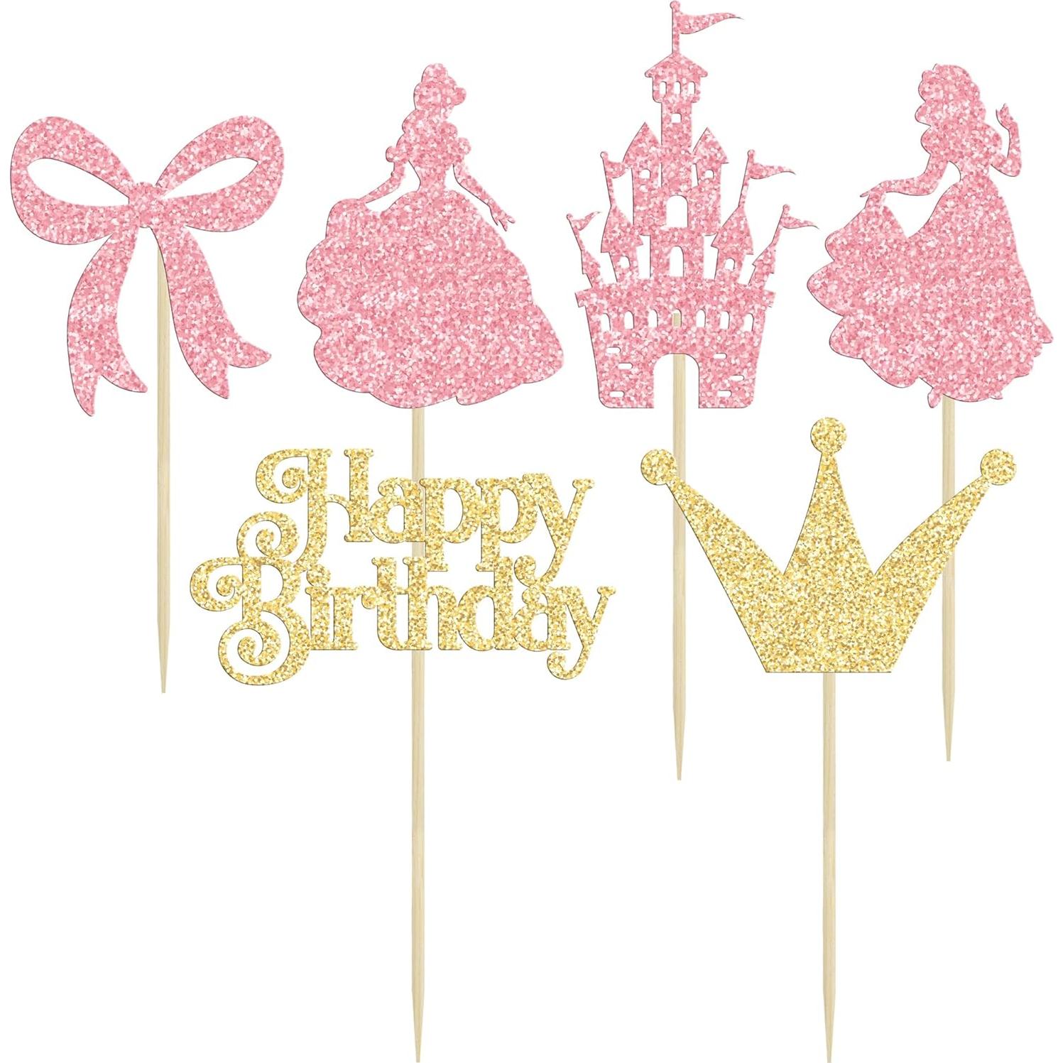 Toppers de Pastel Princesa Gyufise 24Pcs Decoración Cumpleaños