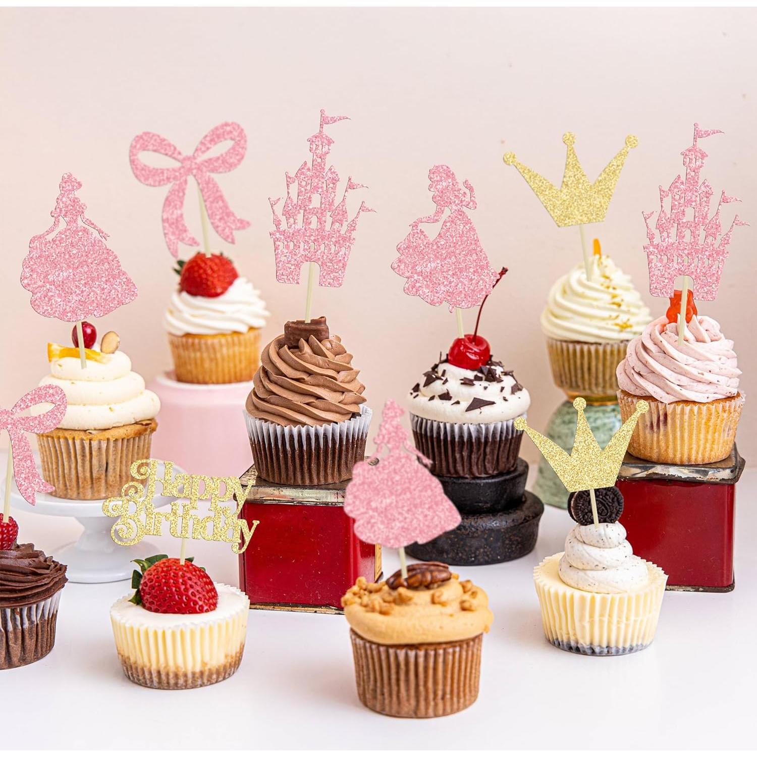 Toppers de Pastel Princesa Gyufise 24Pcs Decoración Cumpleaños