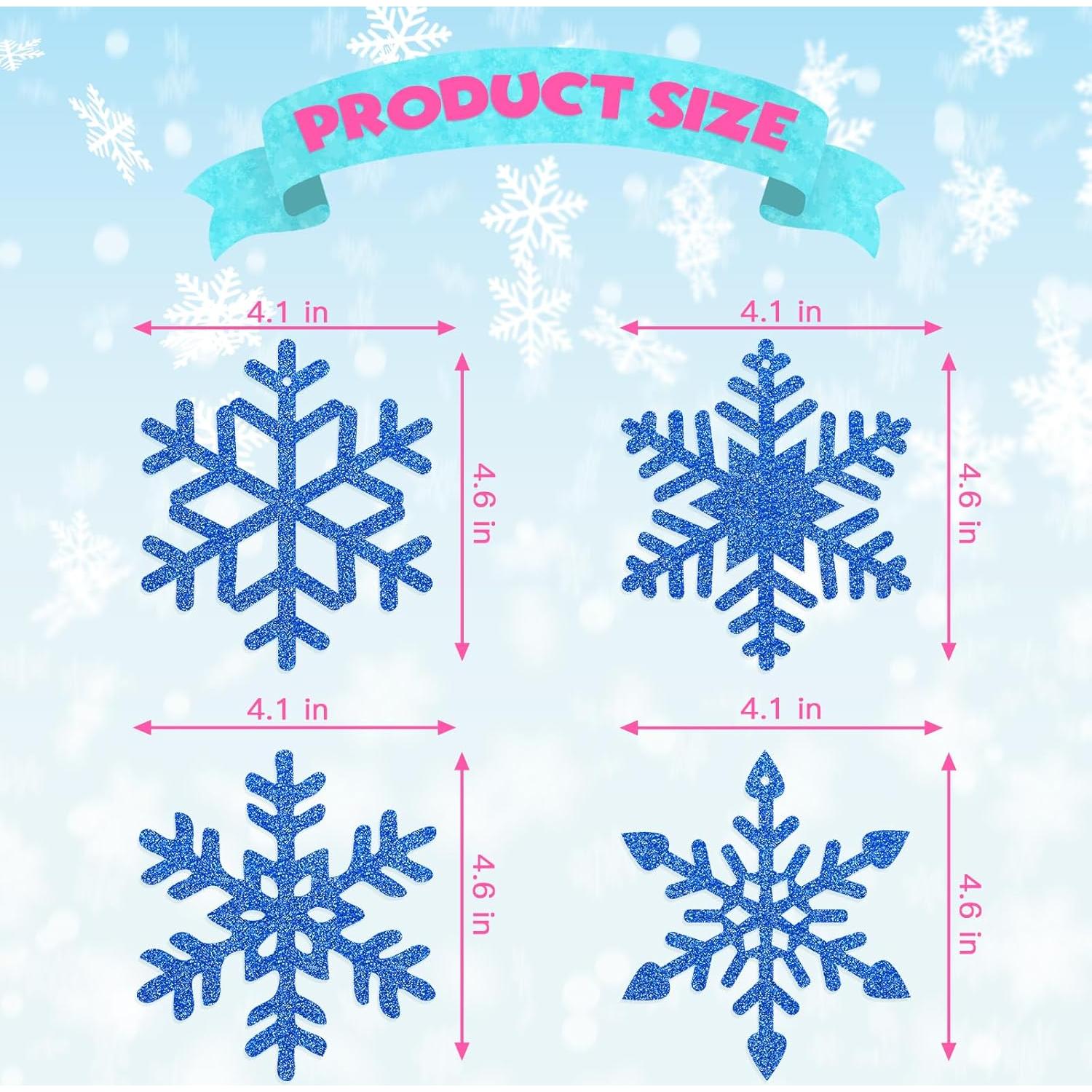 20 Decoraciones Colgantes Copos de Nieve PartyGarden Azul Verde Plateado