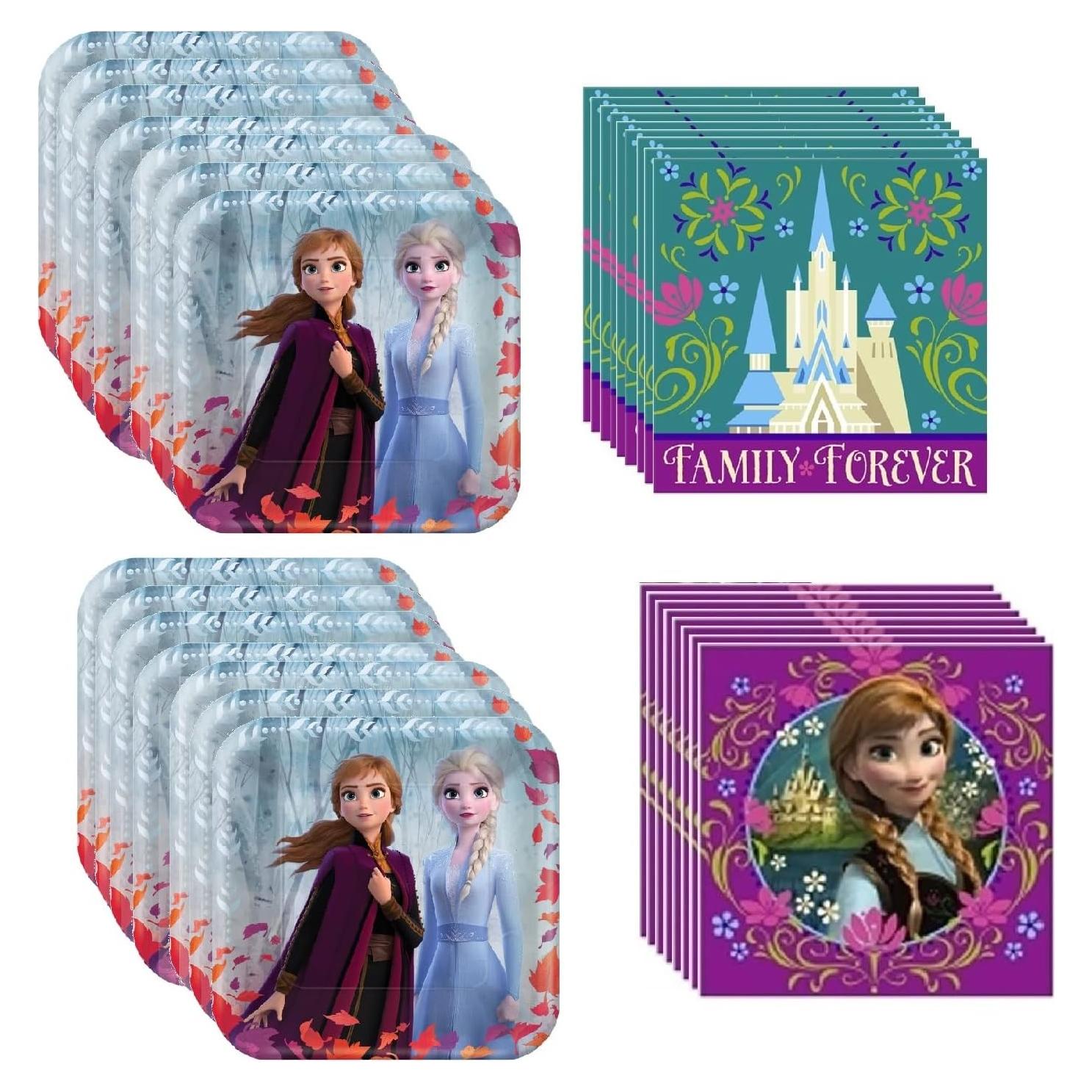 Suministros Fiesta Cumpleaños Princesa Congelada 16 Platos y Servilletas