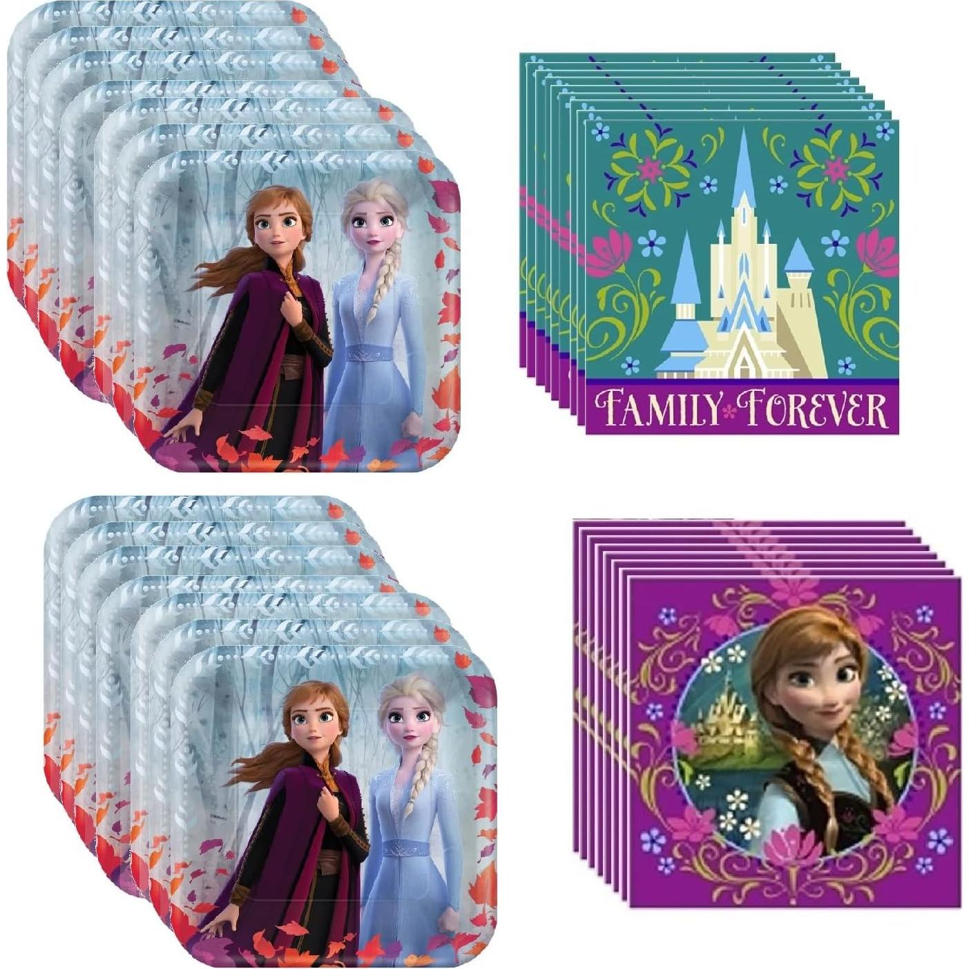 Suministros Fiesta Cumpleaños Princesa Congelada 16 Platos y Servilletas