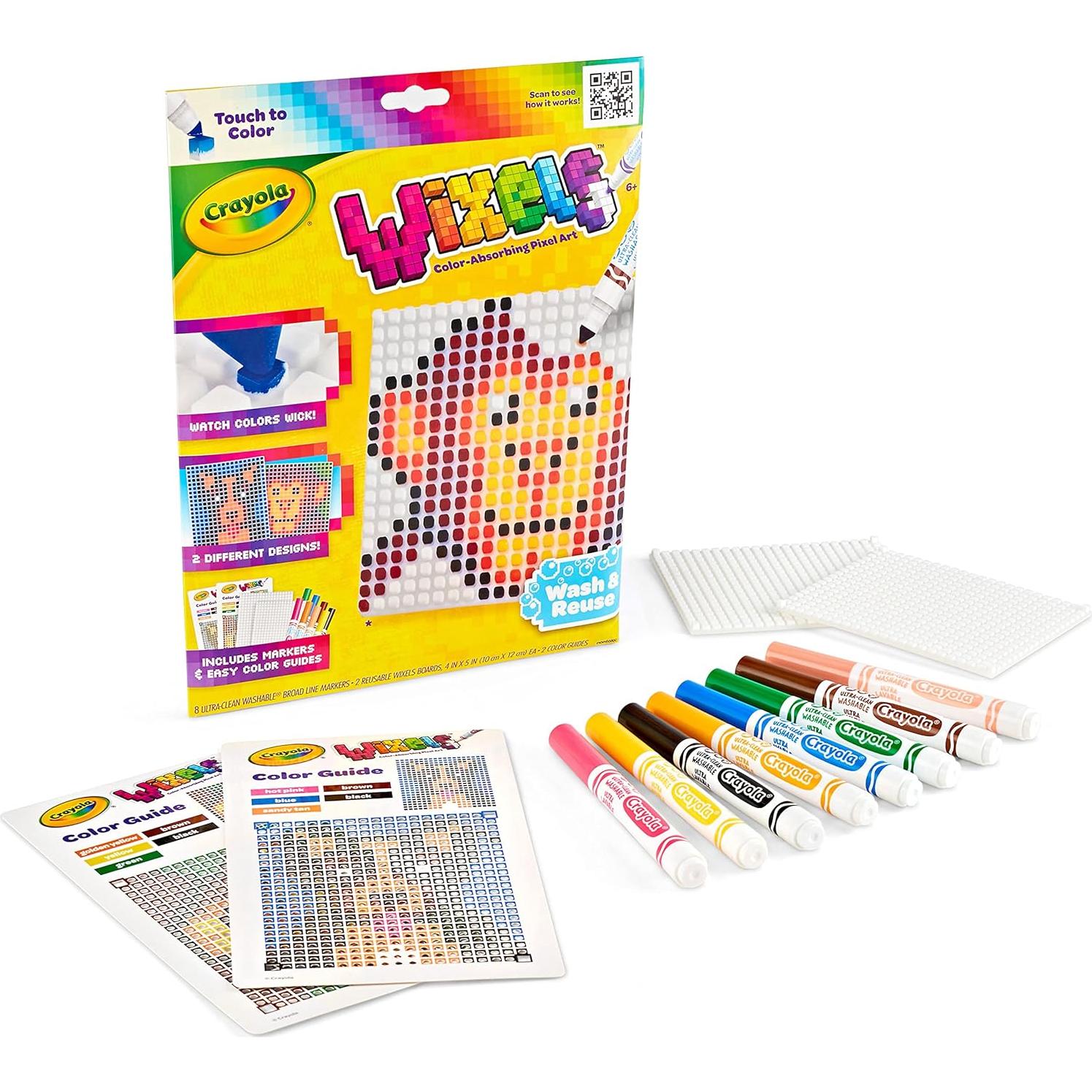 Kit de Actividades Crayola Wixels Animales, 2 Paneles y 8 Marcadores