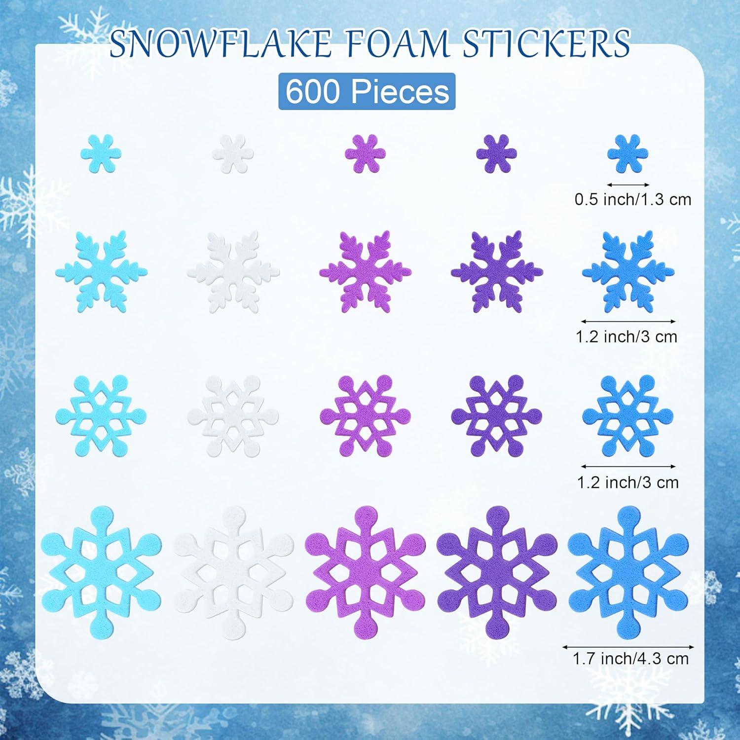 Calcomanías de Espuma Aodaer 600 Piezas Copos de Nieve