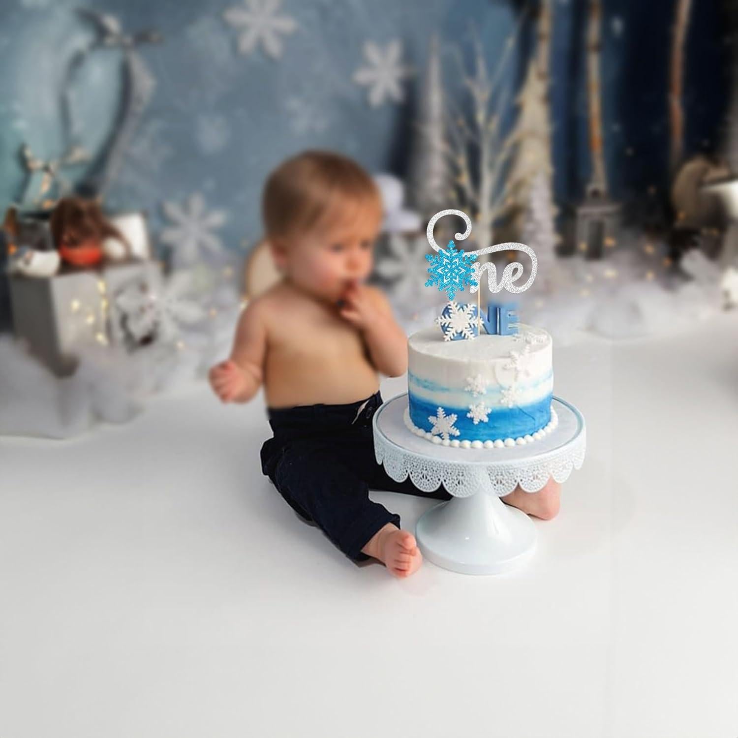 Copo de Nieve Cake Topper Gyufise Azul 14x20cm Decoración