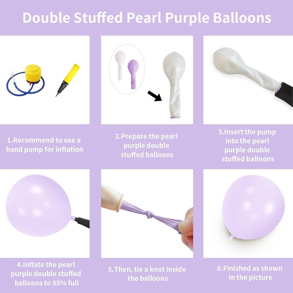 Kit de Globos Morados Perla Doblados 115 Pcs para Fiestas