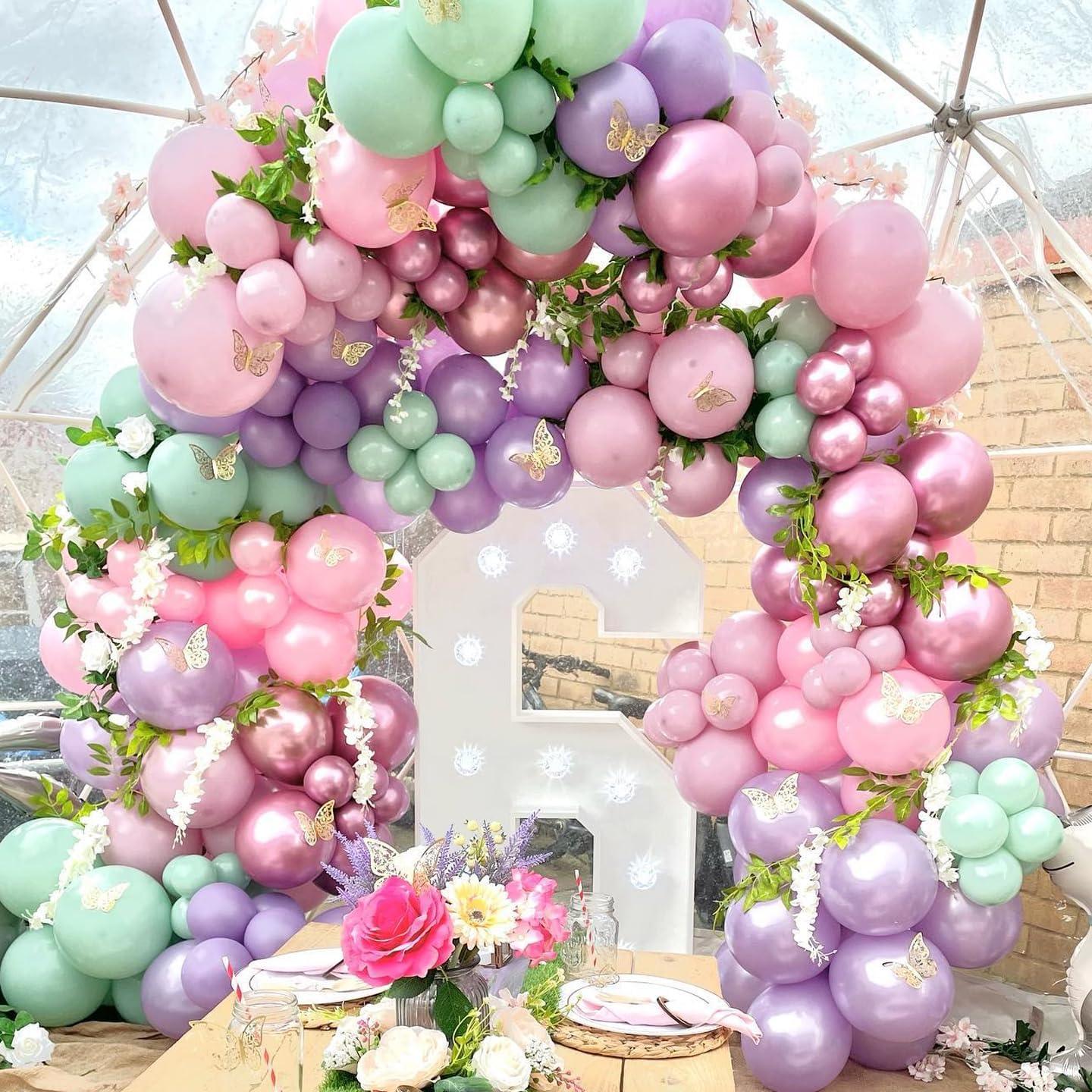 Kit de Globos Morados Perla Doblados 115 Pcs para Fiestas