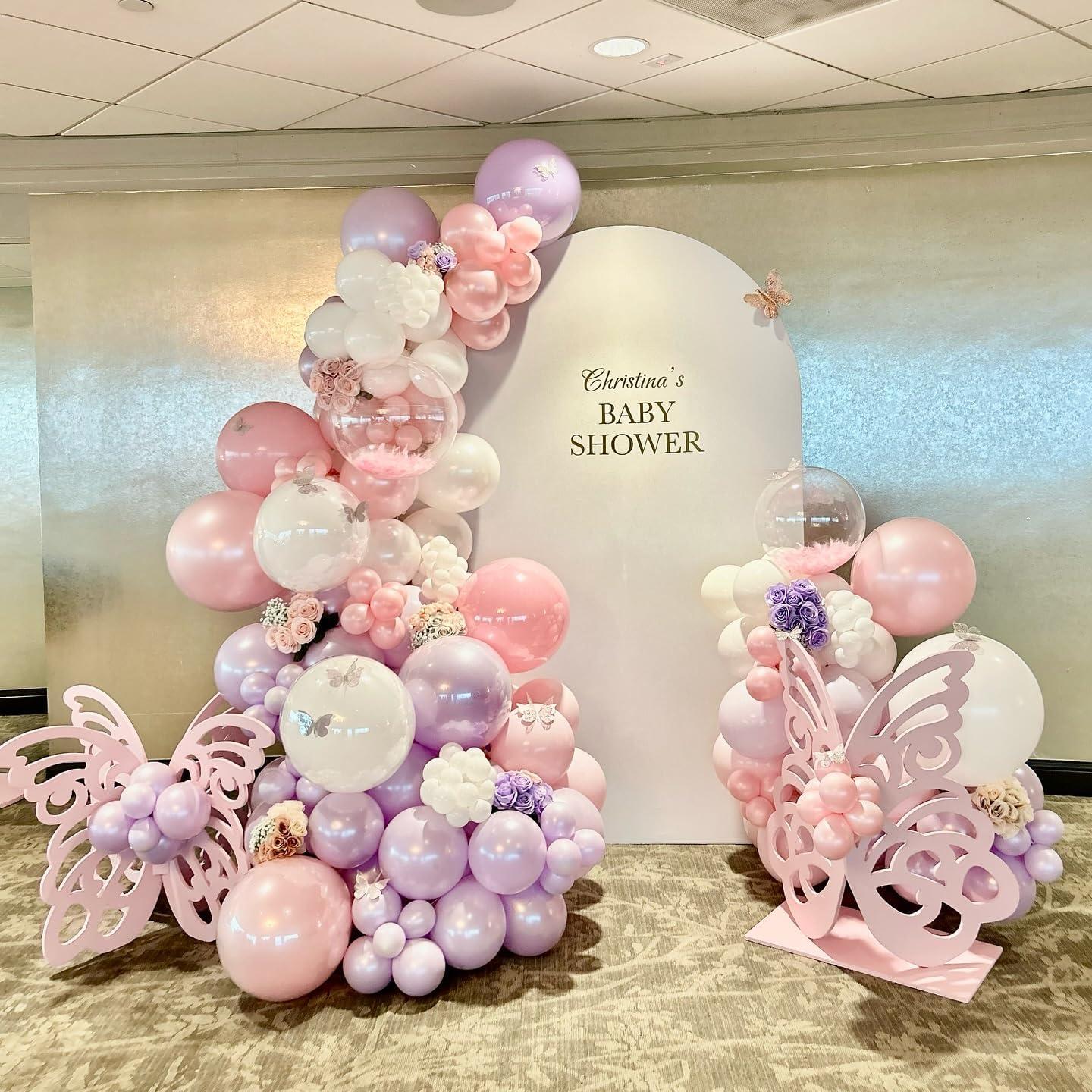 Kit de Globos Morados Perla Doblados 115 Pcs para Fiestas