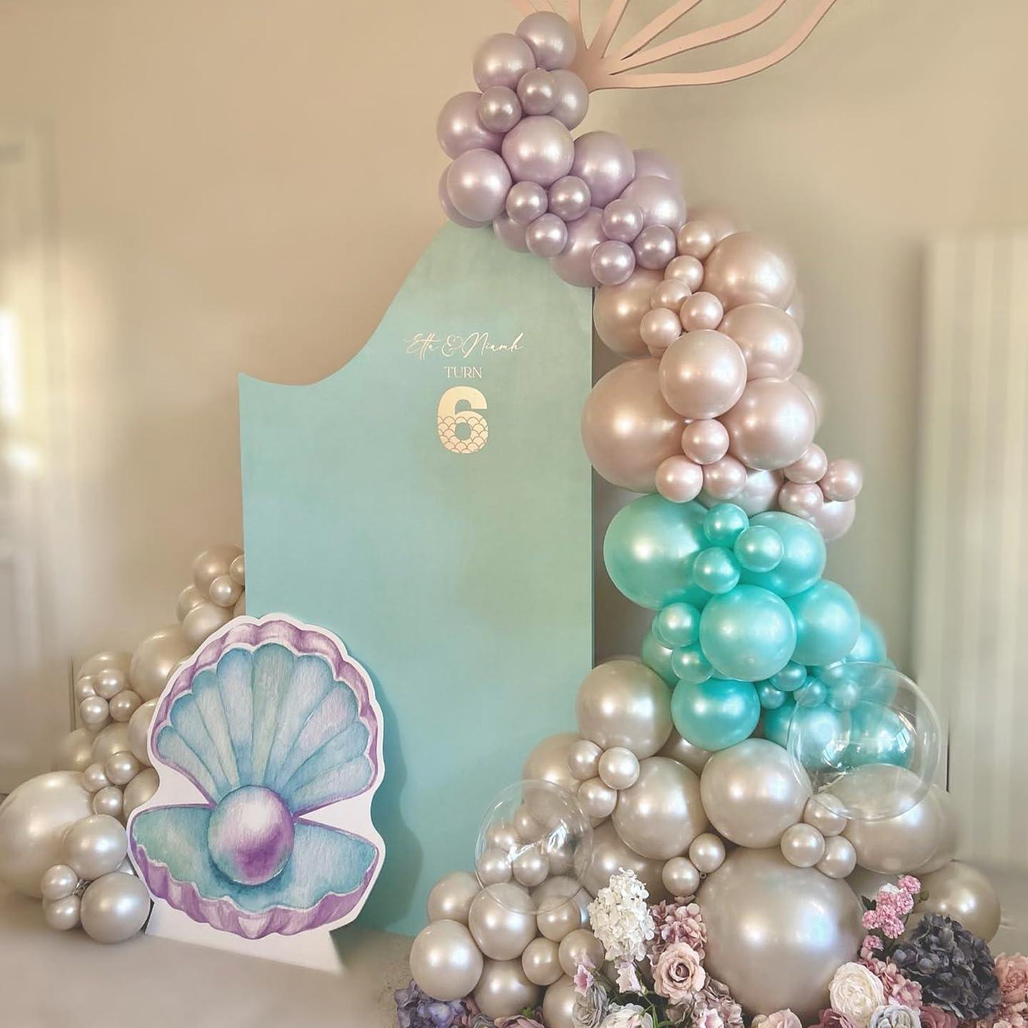 Kit de Globos Morados Perla Doblados 115 Pcs para Fiestas