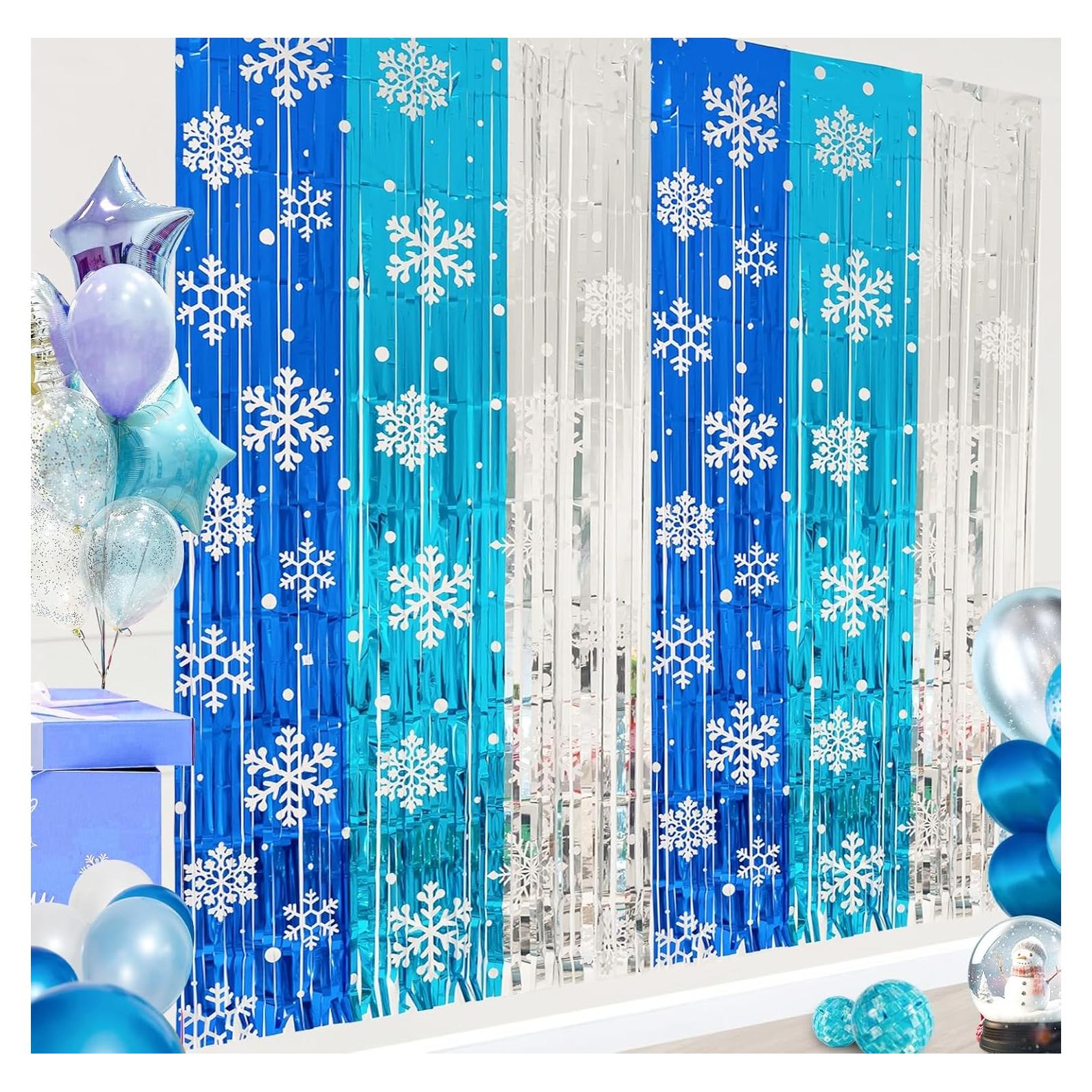 Cortinas de Flecos de Foil kockuu 2 Paquetes 1x2m Azul Plateado