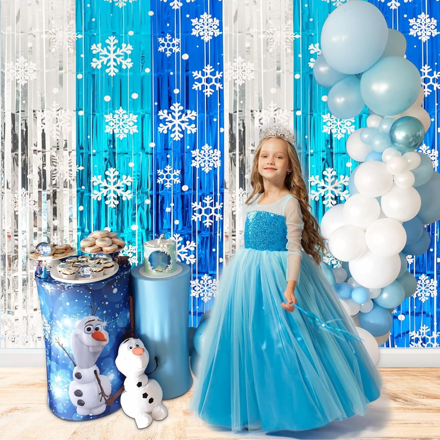 Cortinas de Flecos de Foil kockuu 2 Paquetes 1x2m Azul Plateado