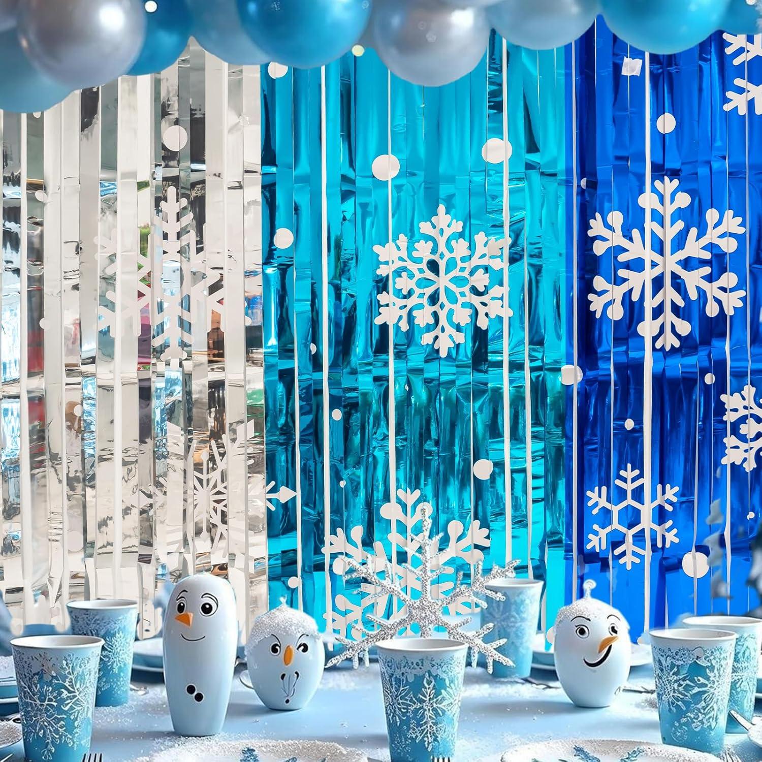 Cortinas de Flecos de Foil kockuu 2 Paquetes 1x2m Azul Plateado